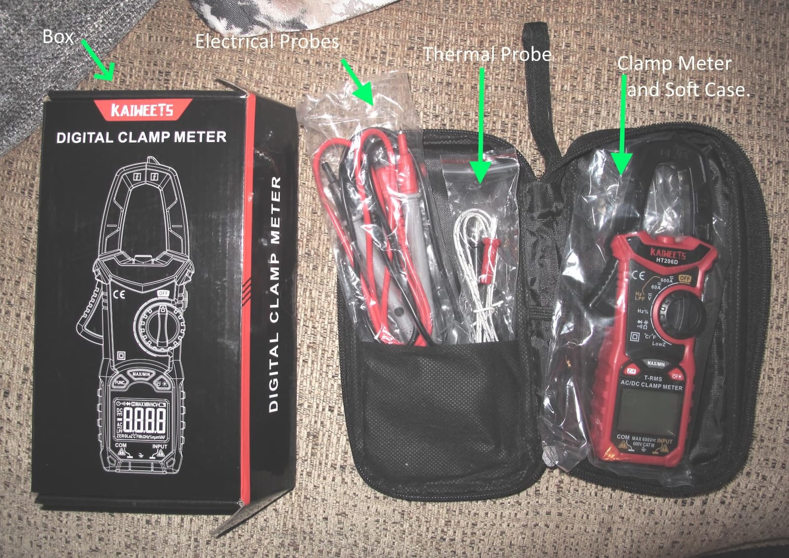 KAIWEETS HT206D Digital Clamp Meter T-RMS 6000 Counts, Multimeter Voltage Tester Auto-ranging, Measures Current Voltage Temperature Capacitance Resistance Diodes Continuity Duty-Cycle (AC/DC Current) customer photo 2