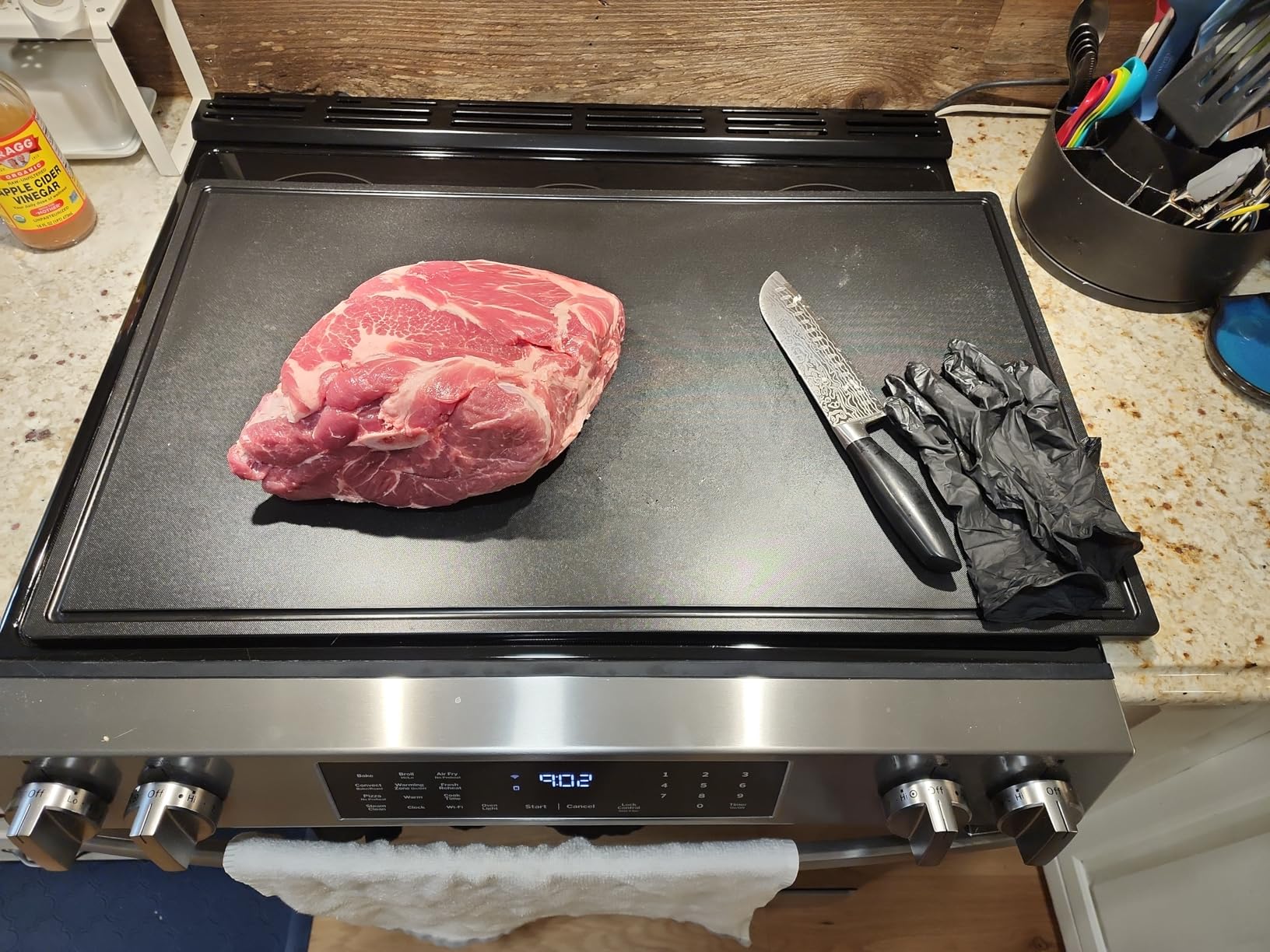 Extra Large Cutting Board 24x18, Meat Carving Juice Groove, Black Plastic customer photo 1