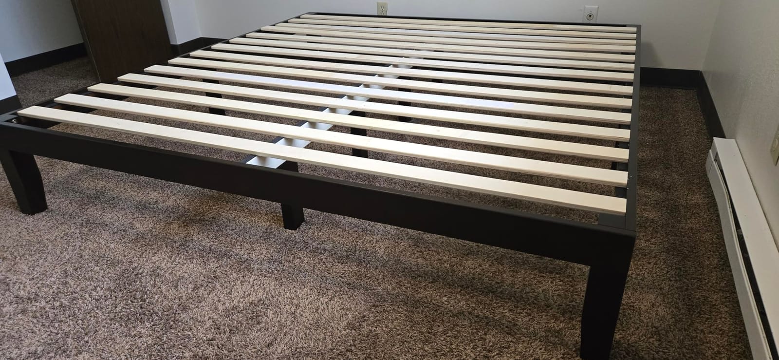GIANTEX 14 Inch Queen Wood Platform Bed Frame, Minimalist Style Mattress Foundation with Solid Rubber Wood, Heavy Duty Slat Support, Without Headboard, Easy Assembly, No Box Spring Needed, Espresso customer photo 2