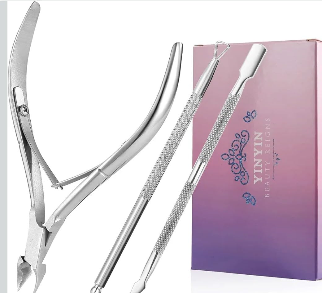 YINYIN Cuticle Trimmer with Pusher and Cutter,Silver customer photo 1