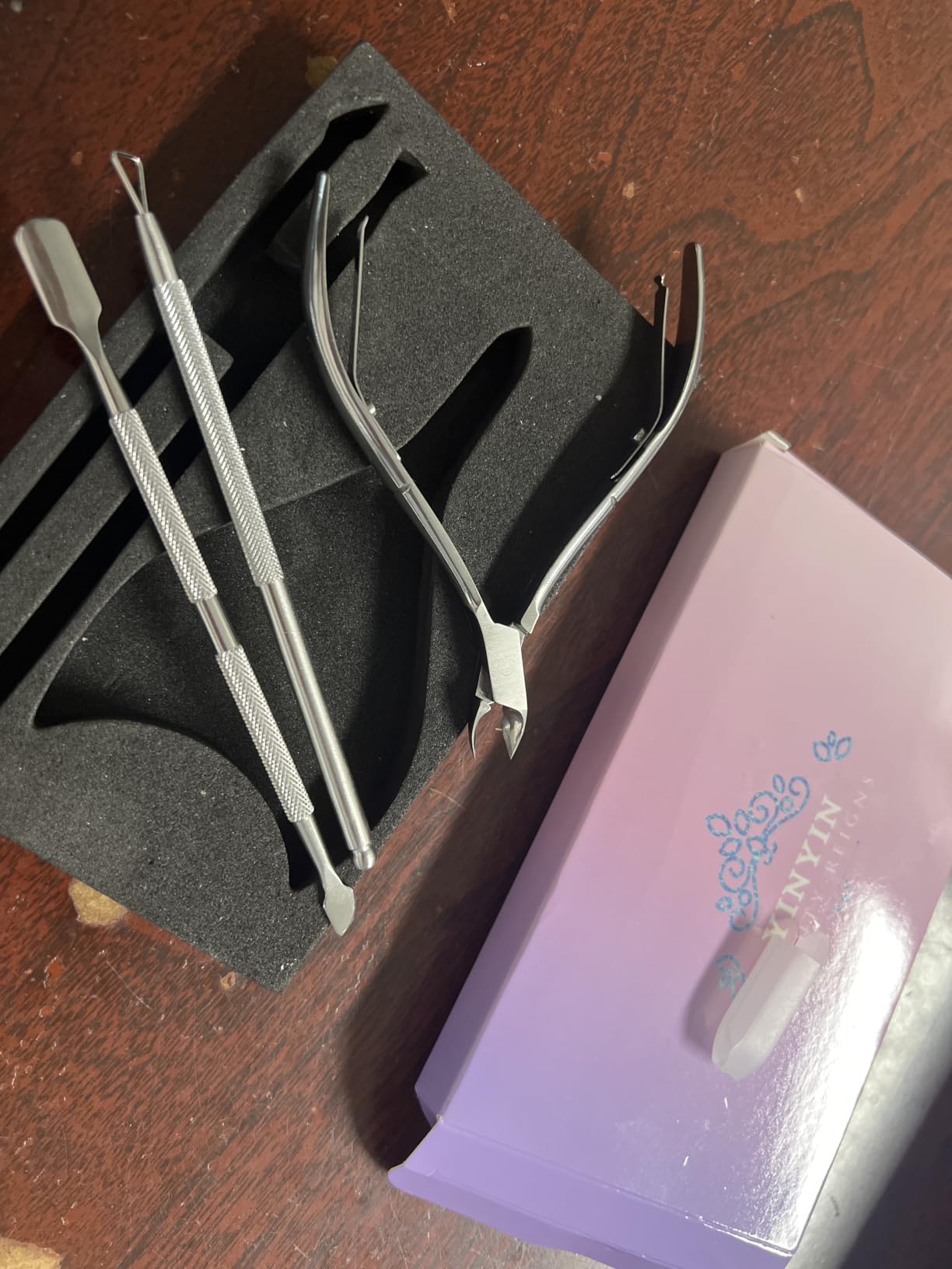 YINYIN Cuticle Trimmer with Pusher and Cutter,Silver customer photo 2