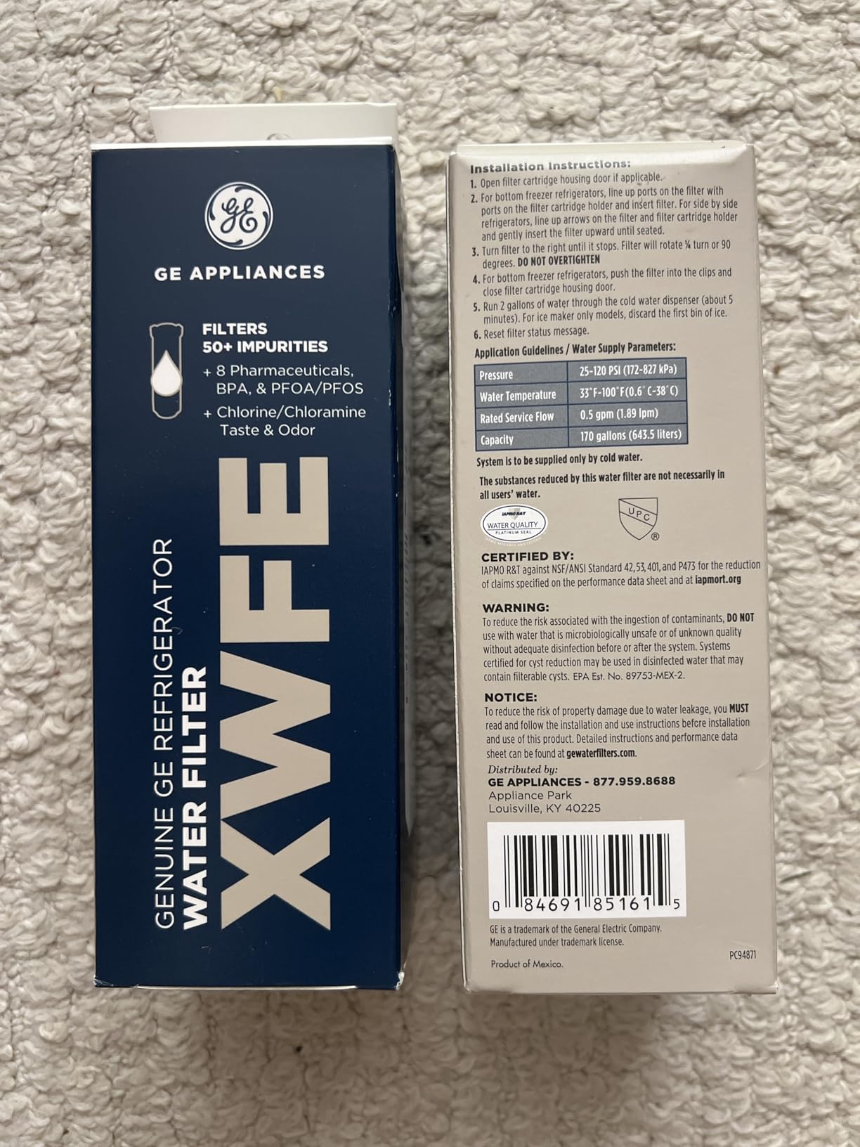 GE XWFE Refrigerator Water Filter, Genuine Filter, Guaranteed Fit, 1-pack | Reduces 70+ Impurities including Lead, Microplastics, & PFOA/PFOS, Certified to NSF/ANSI Standards 42, 53, 372, 401 customer photo 2