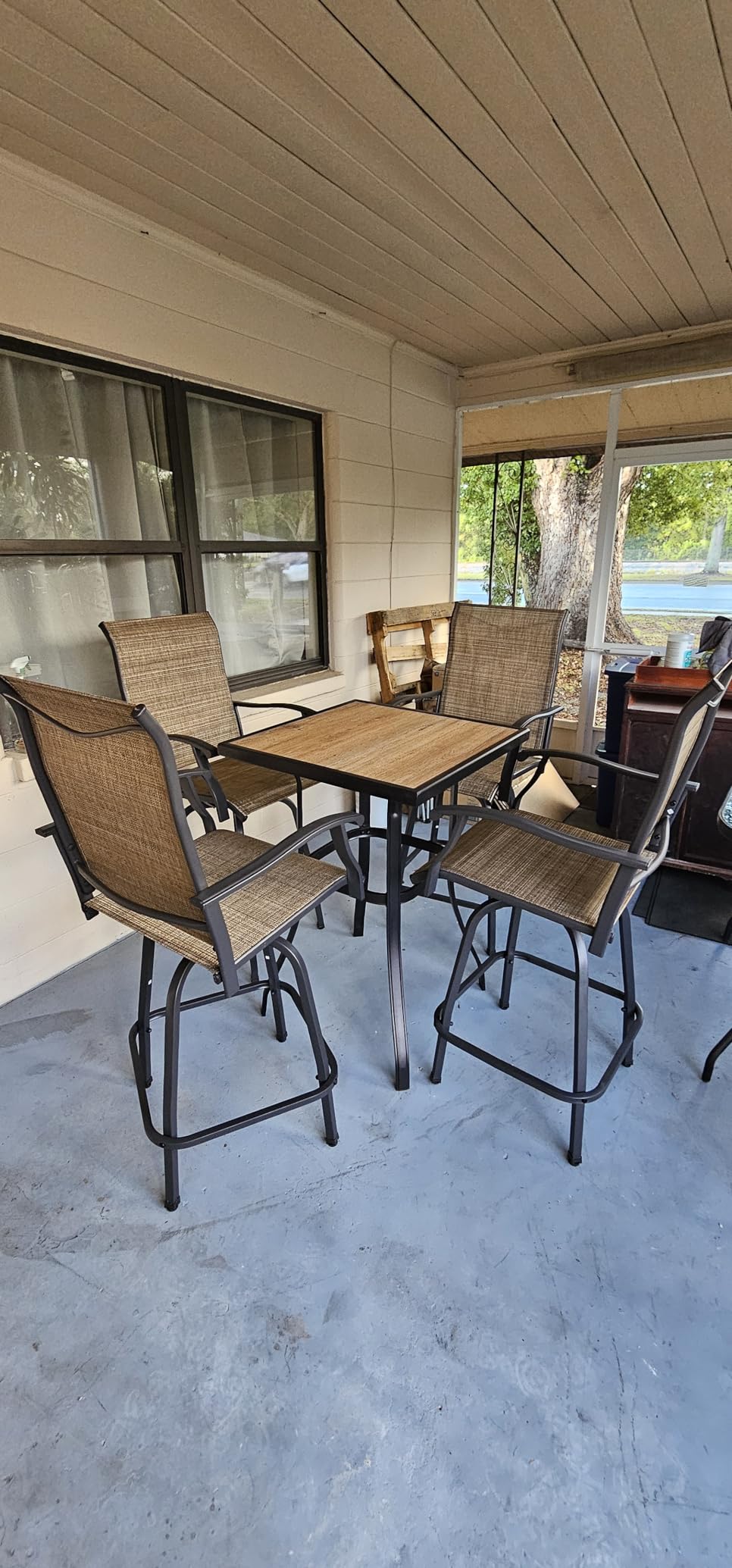 PHI VILLA Bar Height Patio Table and Chairs Set for 2 customer photo 1