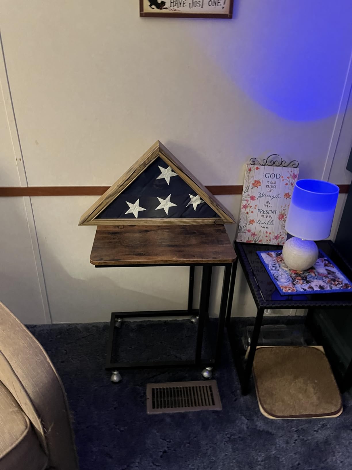 ASmileIndeep Flag Display Case - 5' x 9.5' Funeral & Military Flag Shadow Box with HD Tempered Glass and Wall Mount, Folded Triangle Flag Holder Frame for Veterans, Rustic Wood customer photo 2