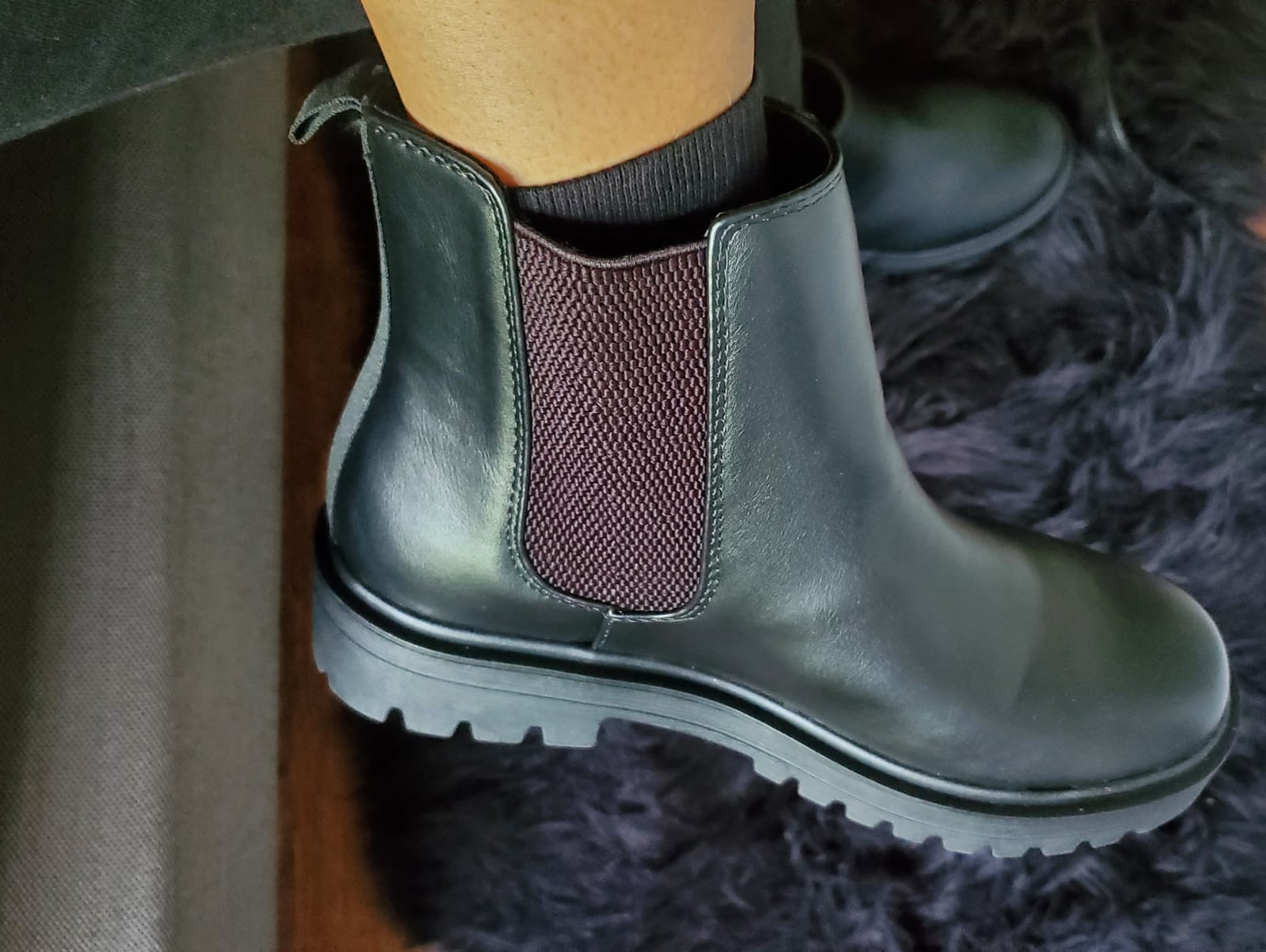 Soda Pilot ~ Women Lug Sole Low Heel Chelsea Fashion Ankle Bootie w/Double Elastic Gore customer photo 2