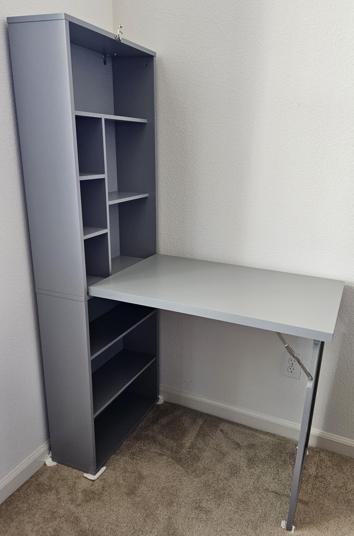 HOMCOM Foldable Desk Wall Mounted Convertible Table for Small Spaces, Gray customer photo 1