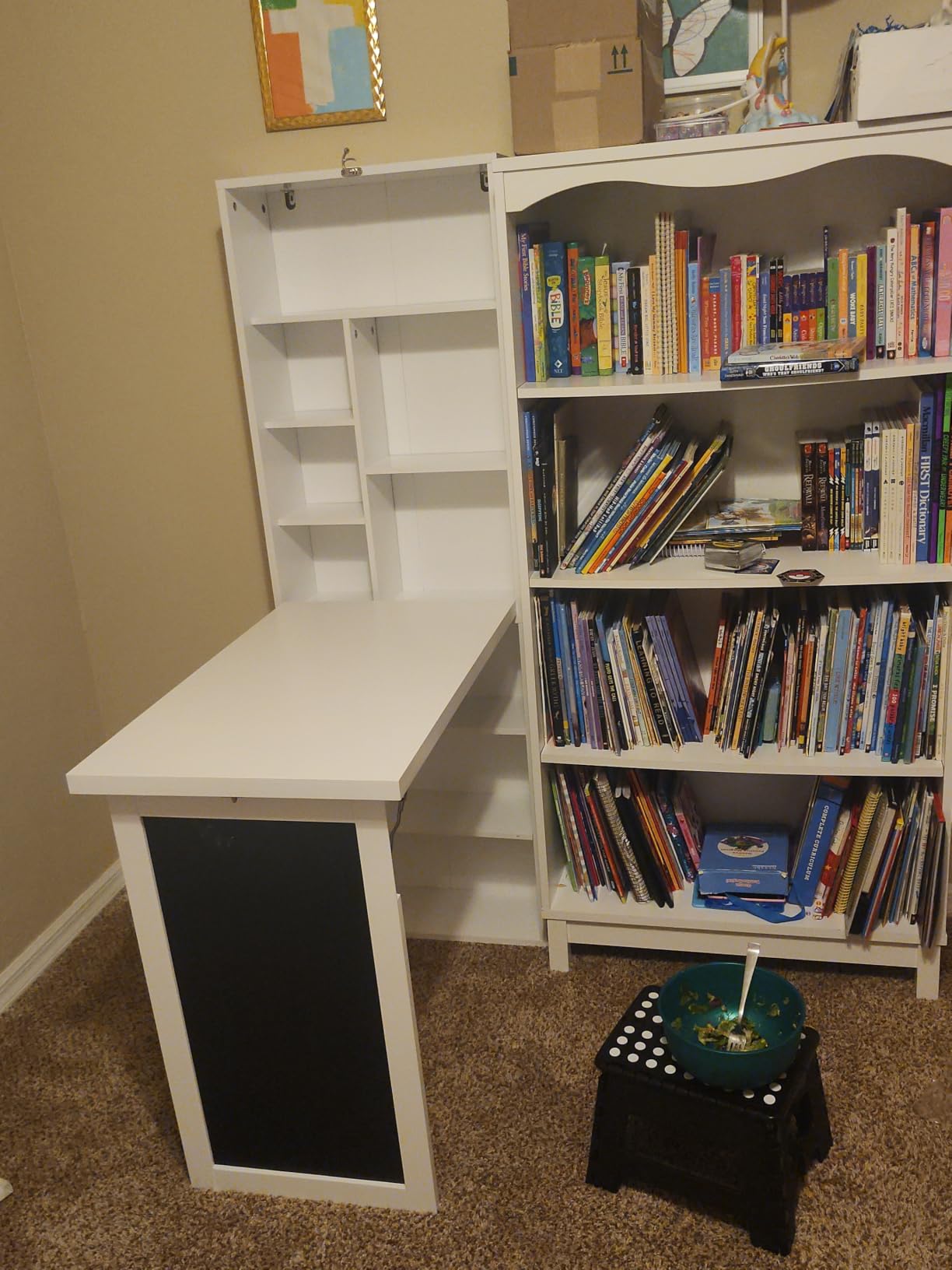 HOMCOM Foldable Desk Wall Mounted Convertible Table for Small Spaces, Gray customer photo 2