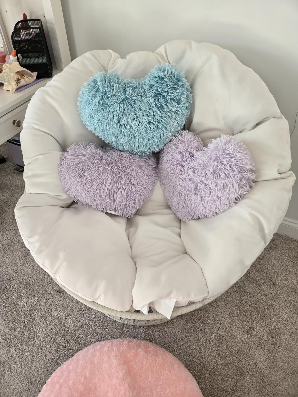 OSP Home Furnishings Wicker Papasan Chair with 360-Degree Swivel, White Frame with White Cushion customer photo 1