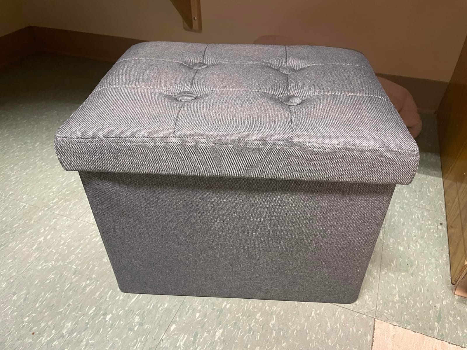ALASDO Storage Ottoman Footrest Stool Small Ottoman with Storage Foldable Ottomans Foot Rest Footstool Bench for Living Room 17x13x13inches Grey customer photo 2