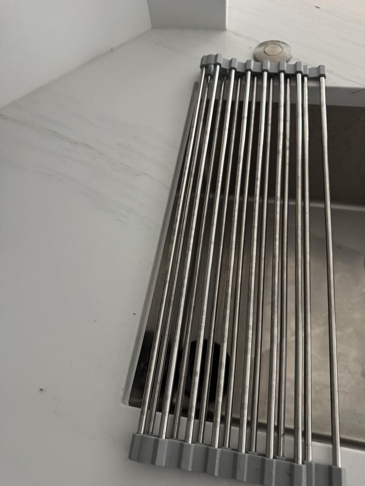 Seropy Roll Up Dish Drying Rack, Over the Sink Dish Drying Rack Kitchen Rolling Dish Drainer, Foldable Sink Rack Mat Stainless Steel Wire Dish Drying Rack for Kitchen Sink Counter Storage 17.5x11.8 customer photo 1