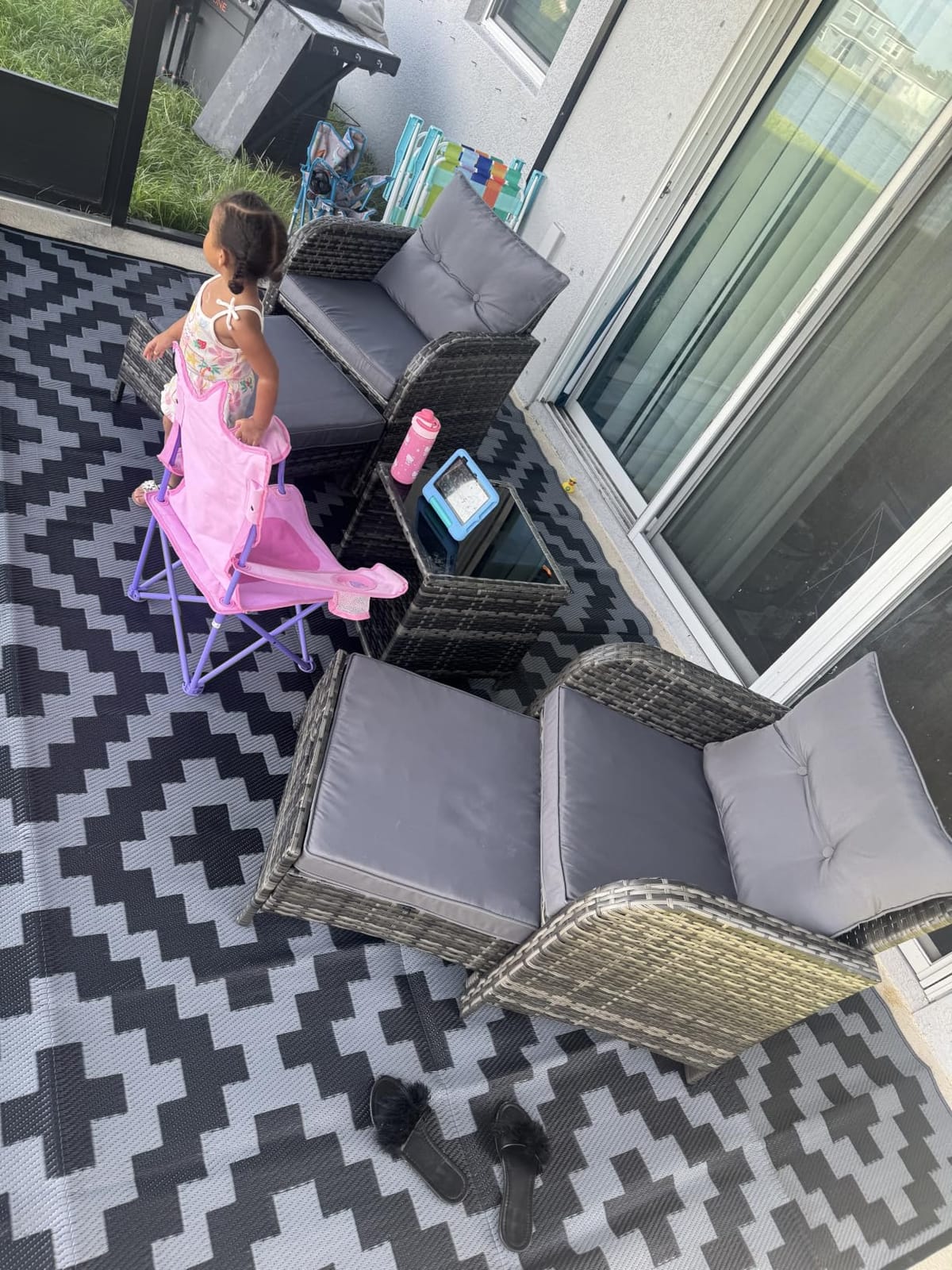SAND MINE Waterproof Outdoor Rug 9x12 ft, Plastic Reversible Rug, Modern Area Rug, Large Floor Mat for Outdoors, RV, Patio, Backyard, Deck, Picnic, Beach, Camping customer photo 1