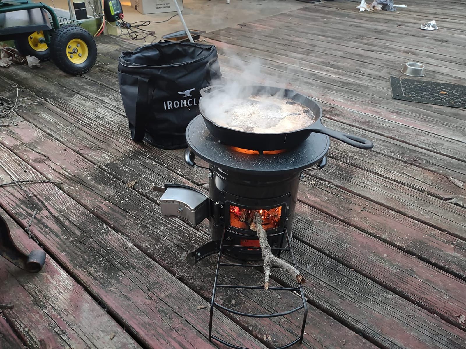 IronClad Supply Rocket Stove – Camping Wood Stove for Emergency Preparedness, Survival, Off Grid Living Supplies – Portable Wood Burning Stove with Canvas Storage Bag and Fuel Support System customer photo 2
