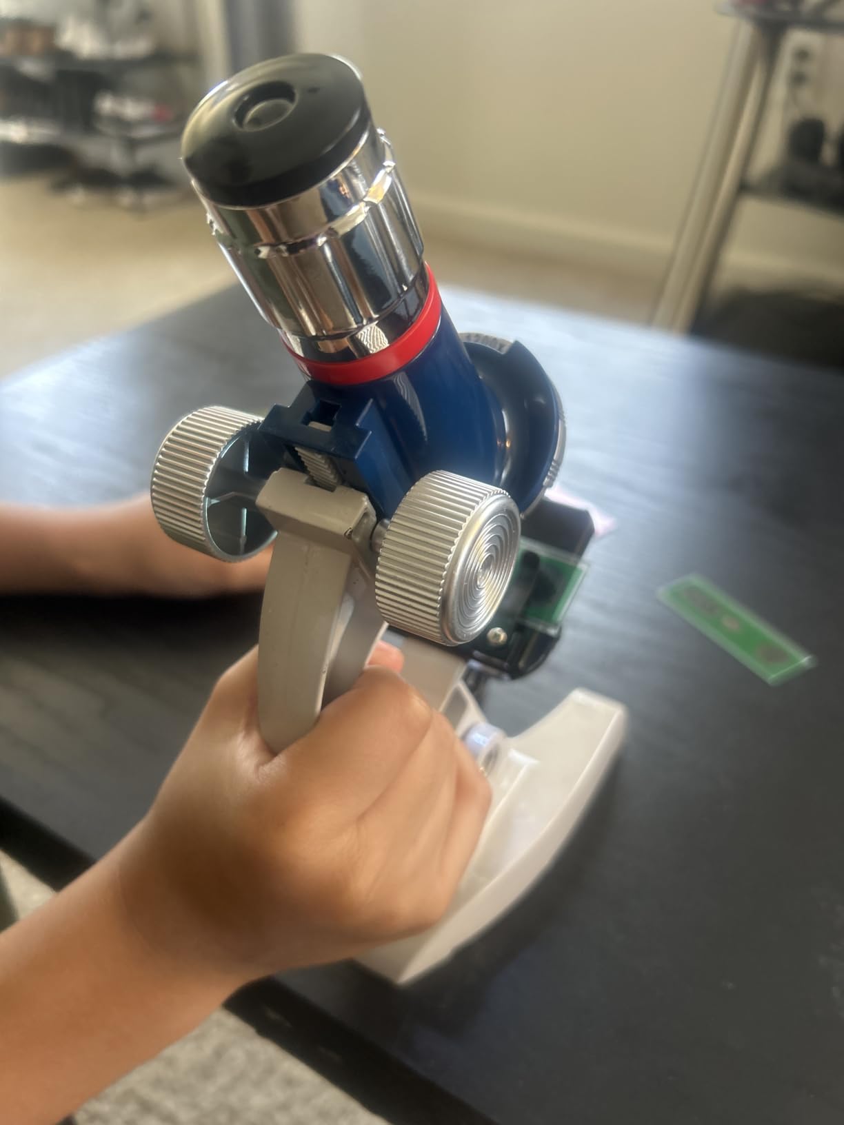 58-Piece Kids Microscope Kit - 100X-1200X Magnification, Metal Body, LED Light, Carrying Box - Science Experiment Toy for Kids Ages 5-12 customer photo 2