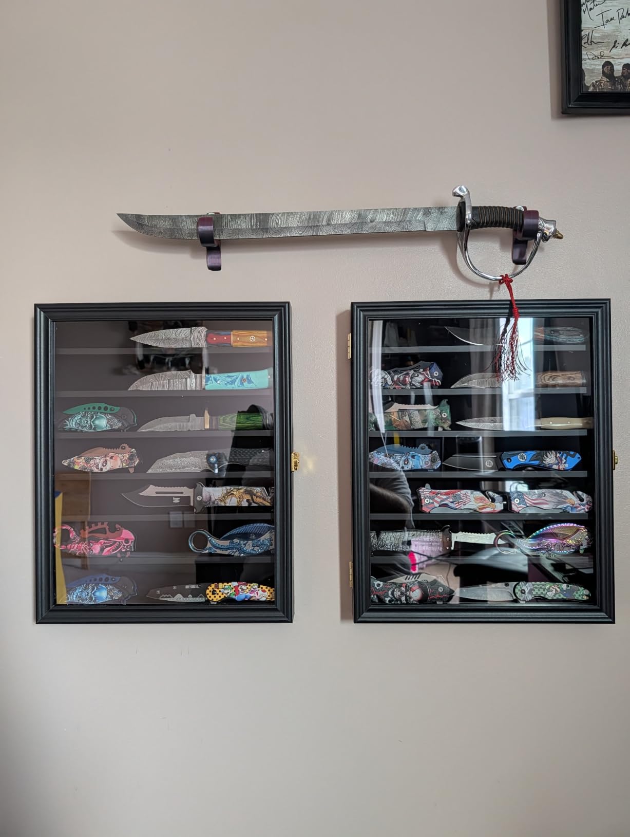 Jinchuan Knife Display Case Pocket Knife Shadow Box Wall Cabinet Black customer photo 2