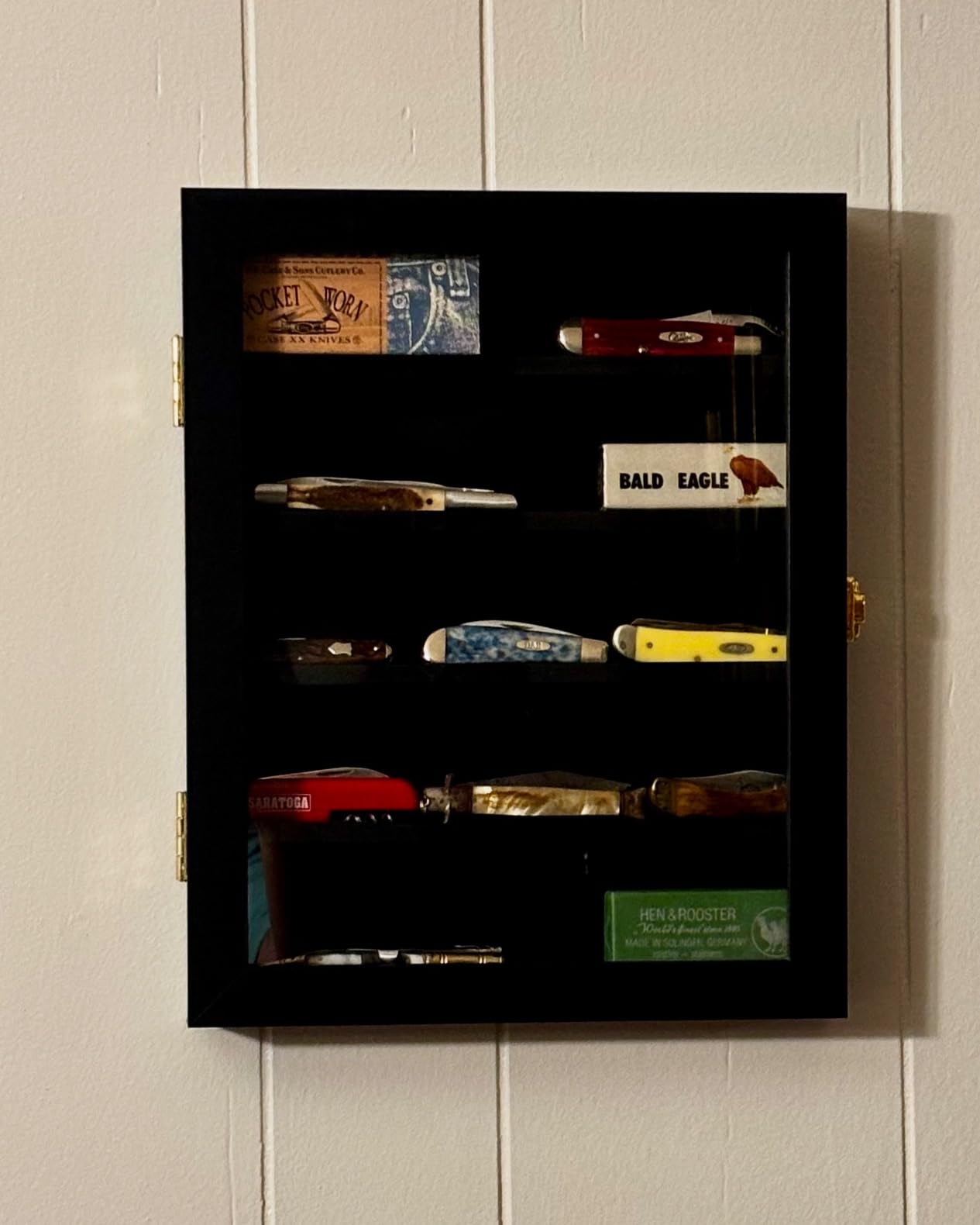 Grintus Pocket Knife Display Case Knife Collection Display Box for Wall Folding Knife Cabinet with Uv Protection Acrylic Lockable Black customer photo 2