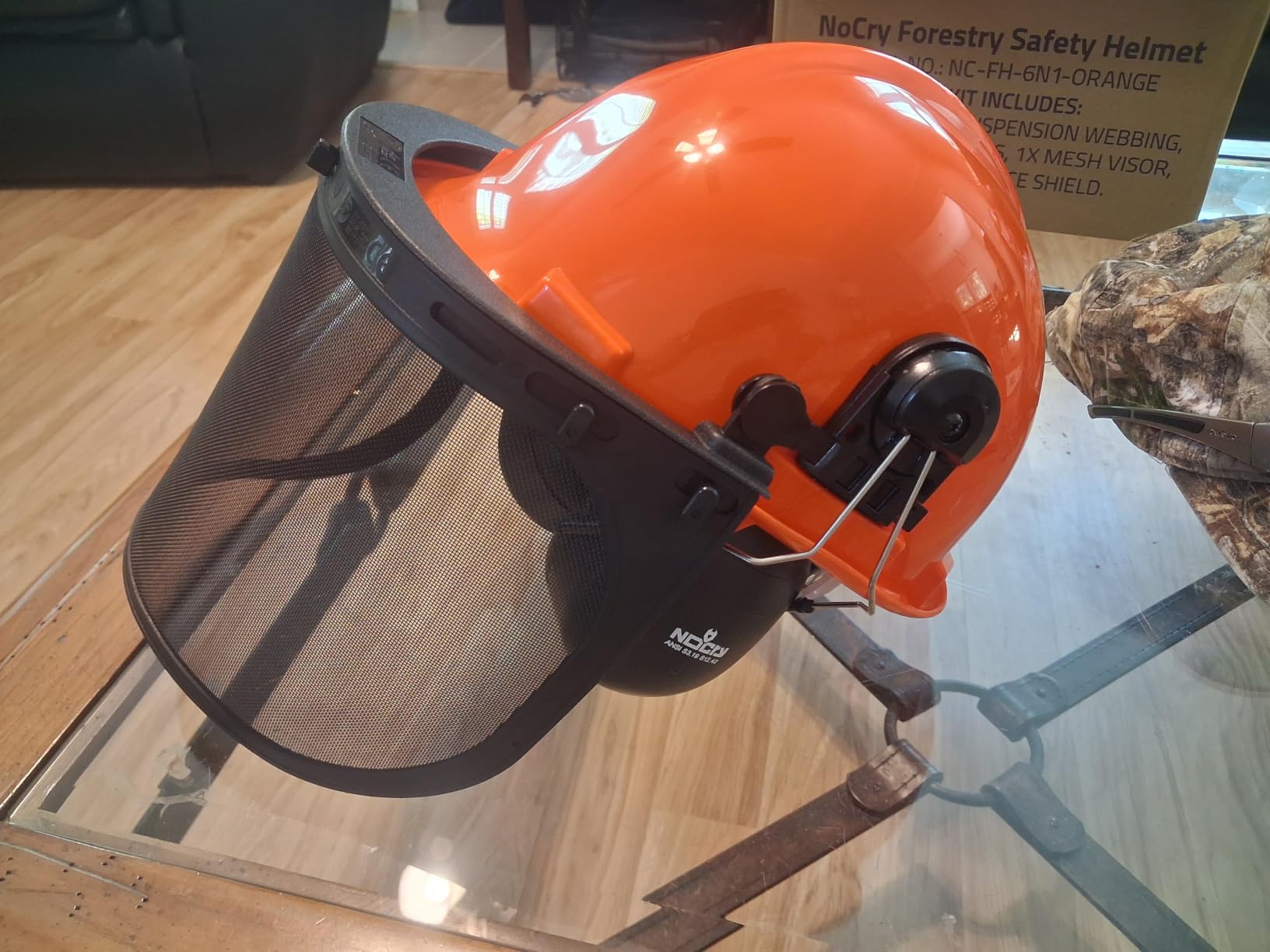 NoCry 6-in-1 Industrial Chainsaw Helmet with Face Shield and Ear Muffs — Mesh & Clear Plastic Visors Included — ANSI Z89.1 Certified — Adjustable Headgear — Ideal for Forestry and Arborist Work customer photo 1