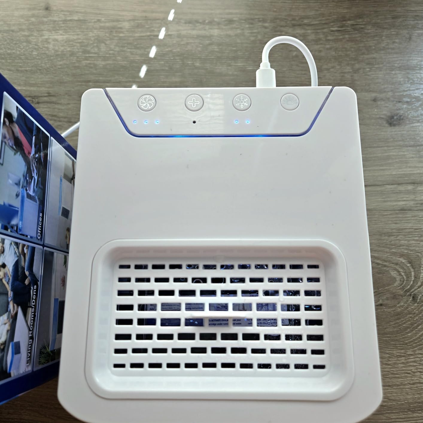 Arctic Air Pure Chill 2.0 Evaporative Air Cooler by Ontel - Powerful, Quiet, Lightweight and Portable Space Cooler with Hydro-Chill Technology For Bedroom, Office, Living Room & More,Blue customer photo 2