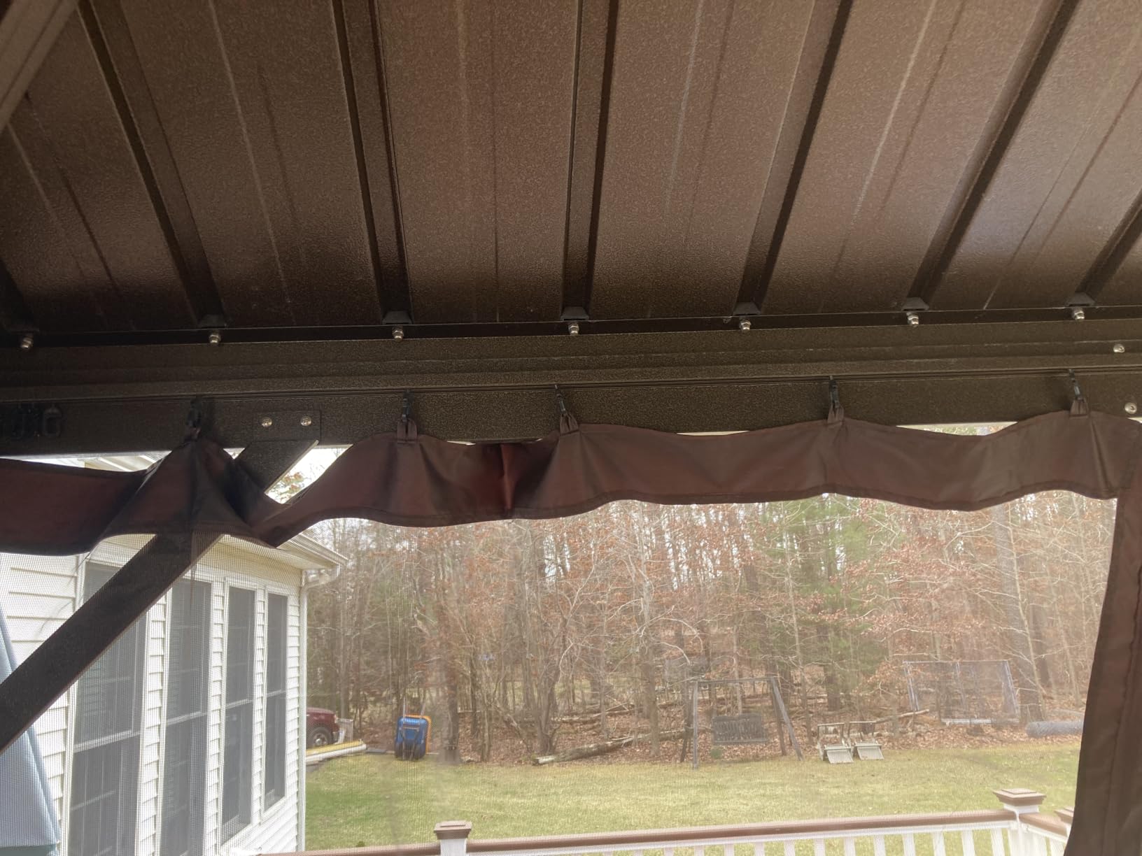 Gazebo Universal Replacement Mosquito Netting – Hugline 10' x 10' Outdoor Mesh Netting Screen 4-Panel Sidewall Curtain with Zipper (Brown) customer photo 1