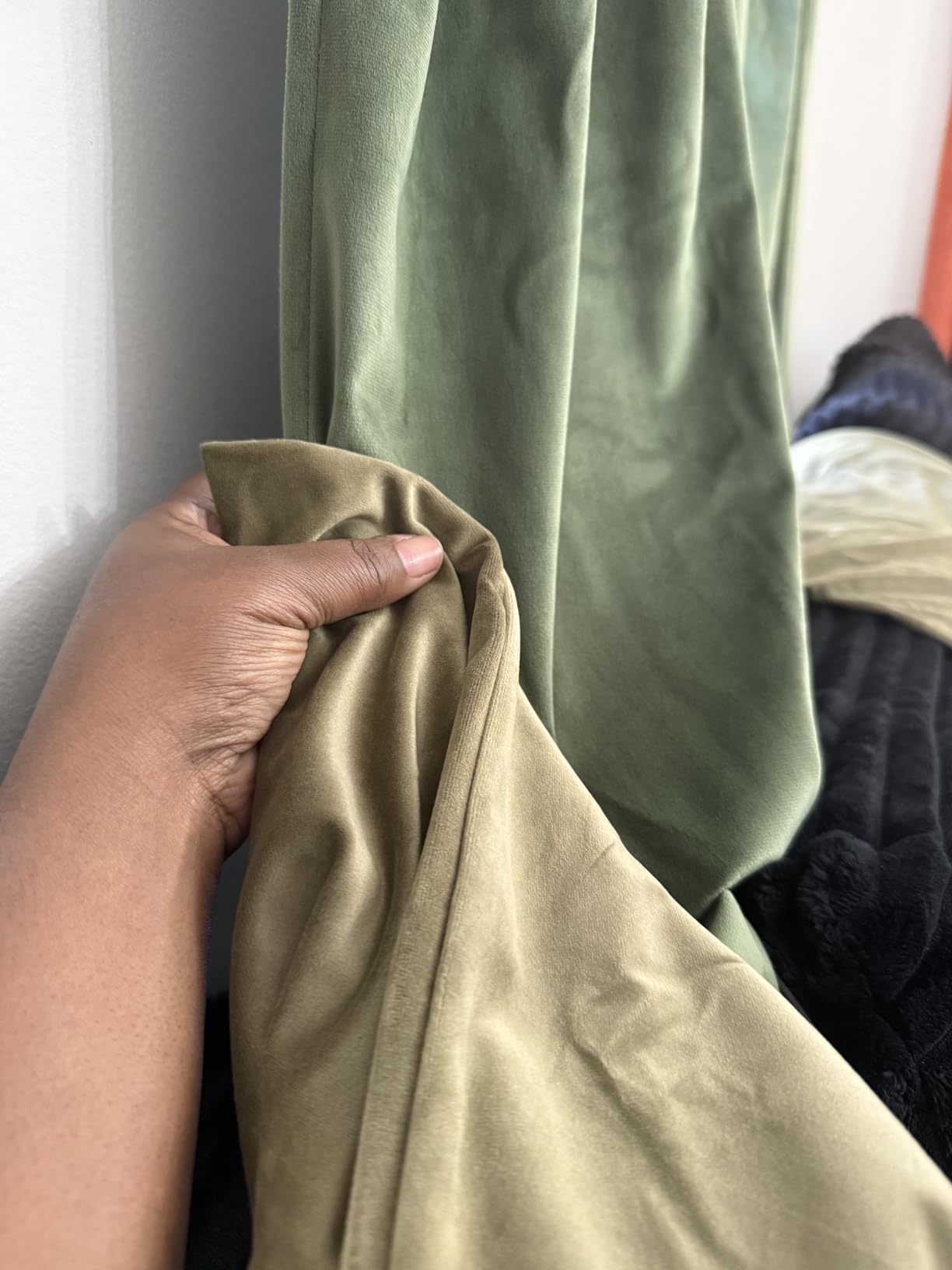 MIULEE Velvet Curtains 52x84 inches 2 Panels Olive Green Blackout Curtains, Luxury, Bedroom Living Room, Thermal Insulated, Super Soft Window Drapes, Rod Pocket & Back Tab customer photo 1