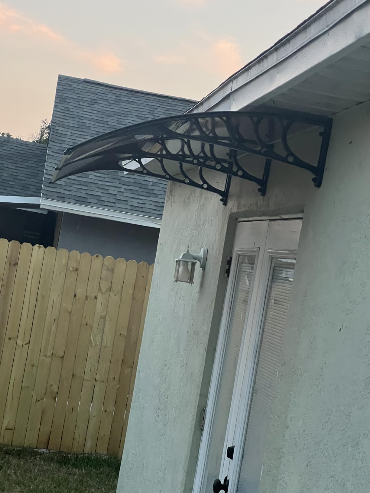 Outvita Window Awnings for Doors Canopy 40''x35.4'', Polycarbonate Cover Front Door Outdoor Patio Awning Canopy UV Rain Snow Sunlight Protection Hollow Sheet, Brown Board & Black Bracket, AL-YP-0338 customer photo 2