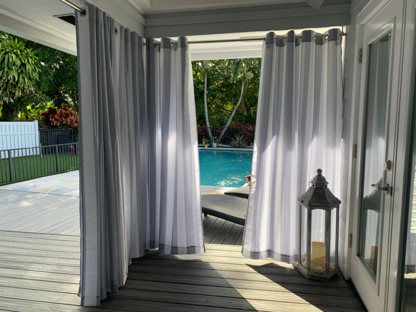 Sun Zero Valencia 2-Pack Cabana Stripe Indoor/Outdoor UV Protectant Energy Efficient Grommet Curtain Panel Pair customer photo 2