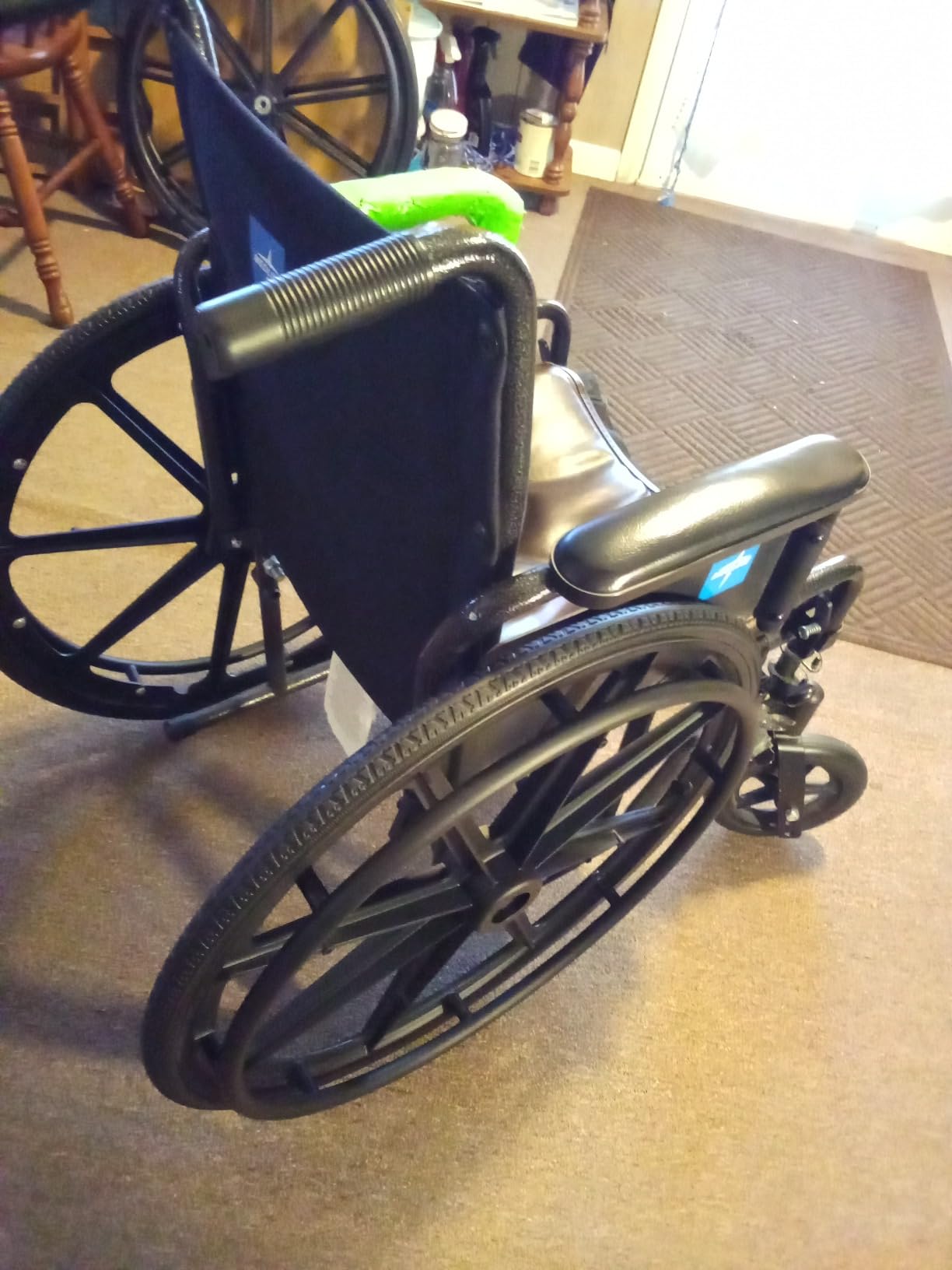Wheelchair Wheel Replacement Parts 24 Inch, Wheelchair Wheel Replacement with Bearings and Hand Wheel, Non-Pneumatic Solid Wheelchair Rear Wheel (24 * 13/8) customer photo 2
