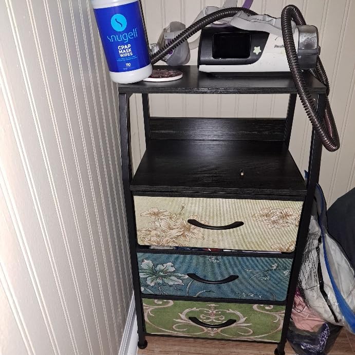 Furnulem Nightstand with 3 Fabric Drawers, Small Bedroom Storage Cabinet customer photo 2