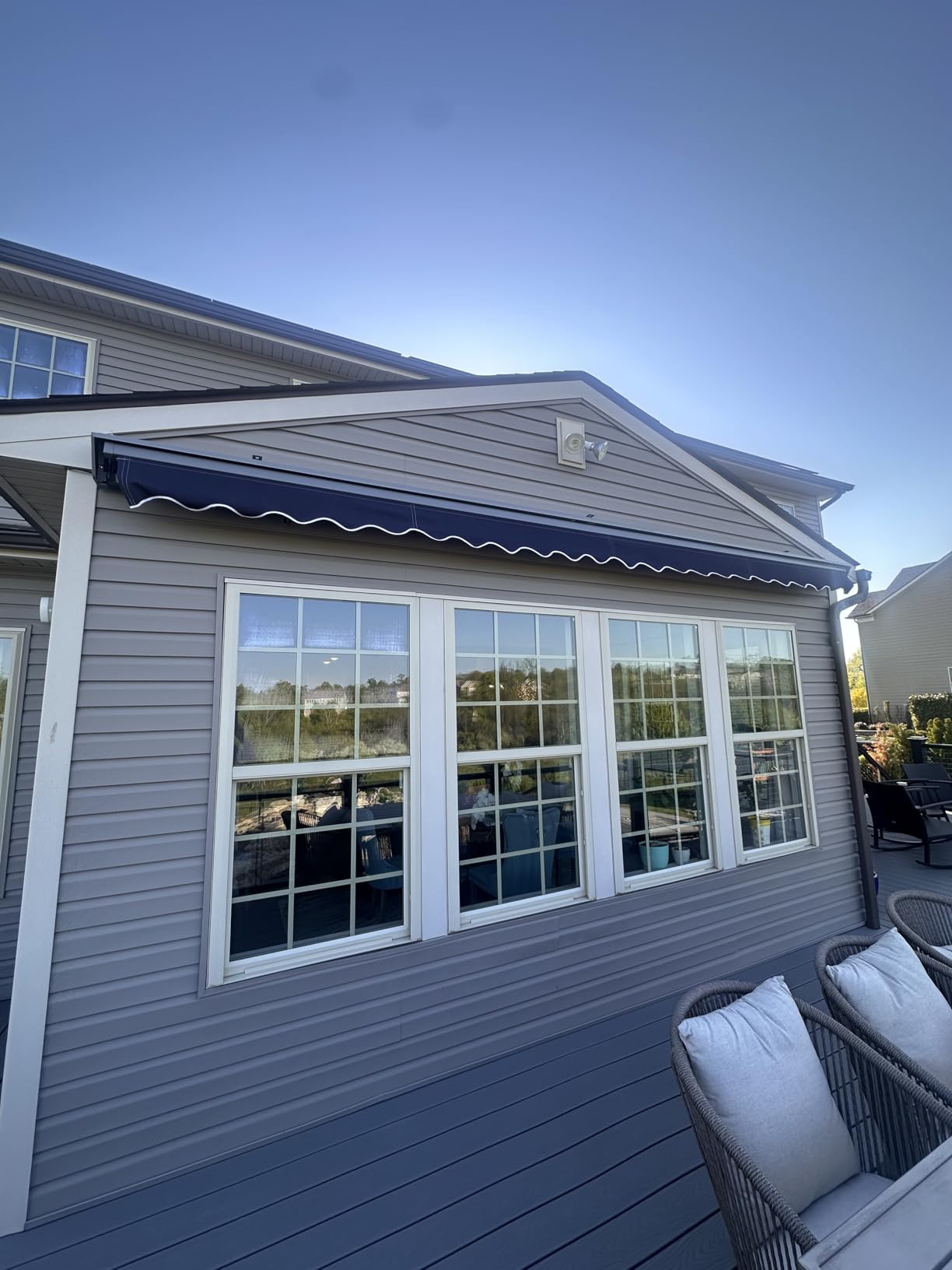 ADVANING Classic Series 13'X10' Electric Retractable Awning, 100% Acrylic UV+ Sun Shade Canopy, Green w/Beige Stripes, EA1310-A230H customer photo 2