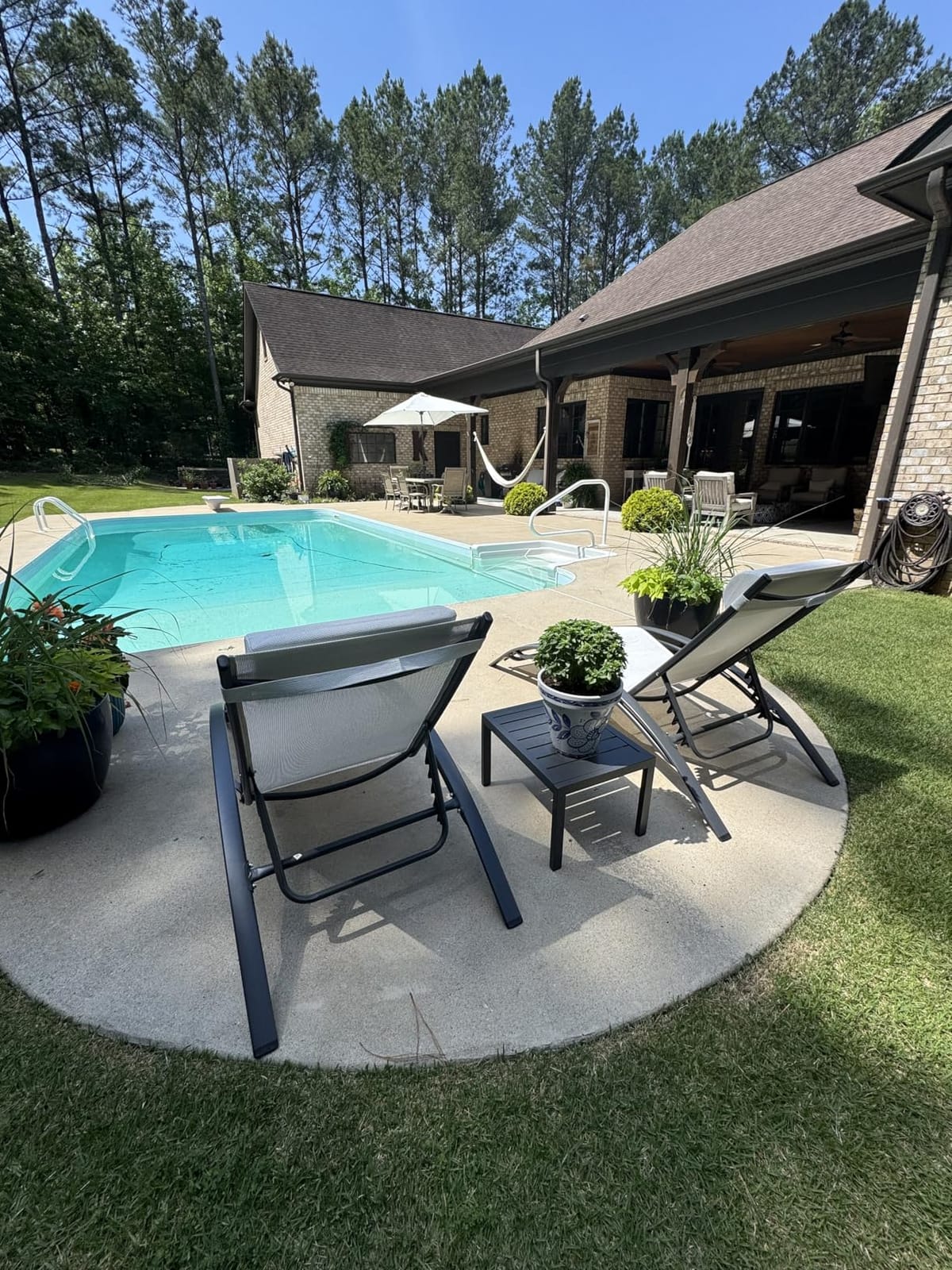 PURPLE LEAF Oversized Pool Chaise Lounge Patio Chair with Table, Navy Blue customer photo 2