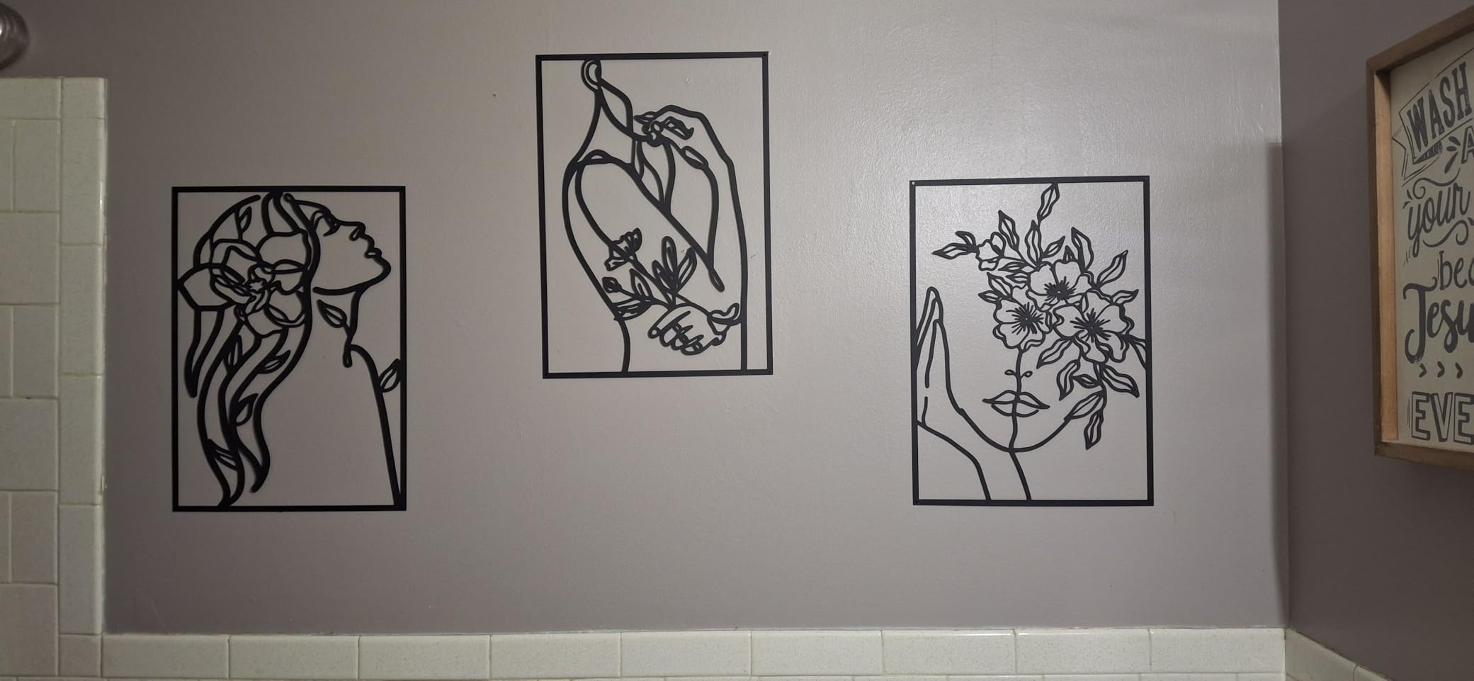 AGIOTA 3 Pcs Gold Metal Wall Decor, Minimalist Floral Women Line Drawing Wall Art, Elegant Abstract Lady Silhouette Metal Wall Hanging for Home Bedroom Living Room customer photo 2