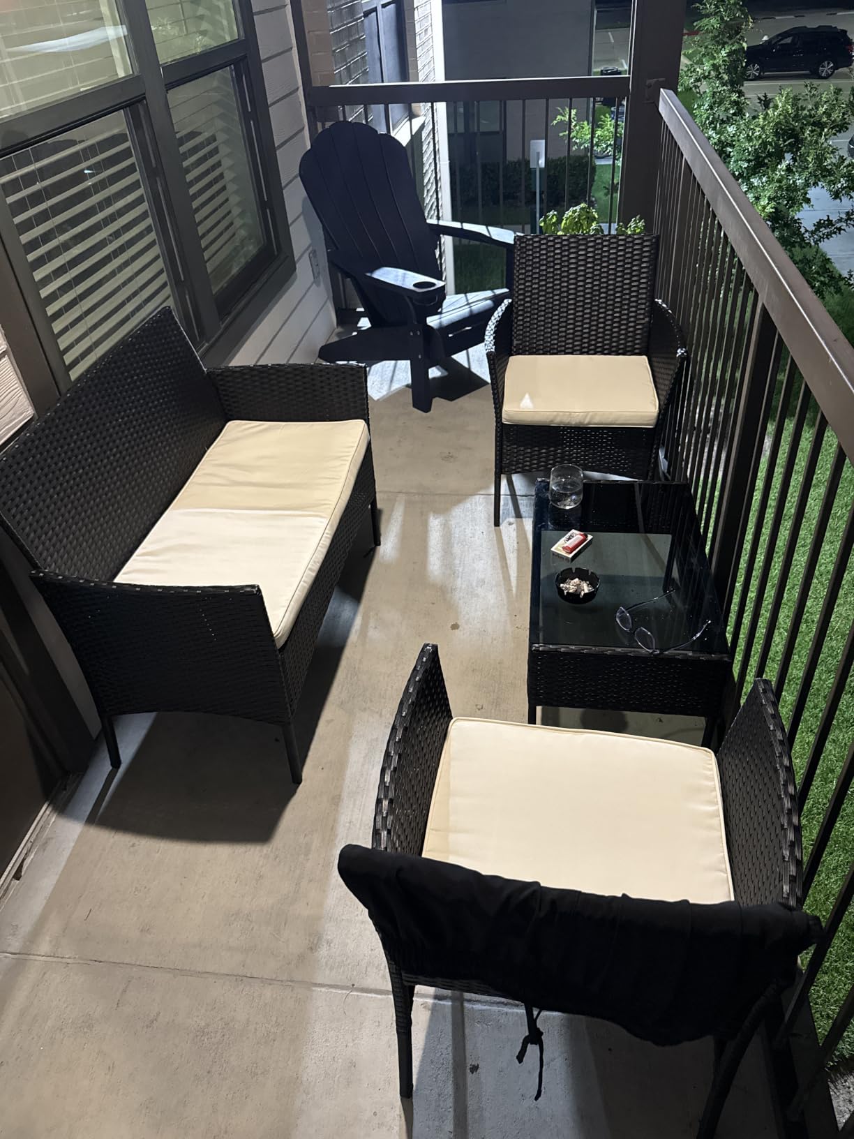 FDW 4-Piece Patio Furniture Set | Brown & Blue | Outdoor Wicker Furniture customer photo 1