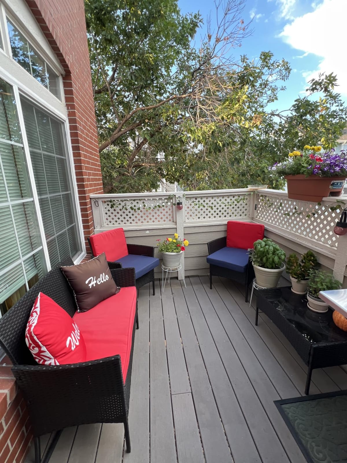 FDW 4-Piece Patio Furniture Set | Brown & Blue | Outdoor Wicker Furniture customer photo 2