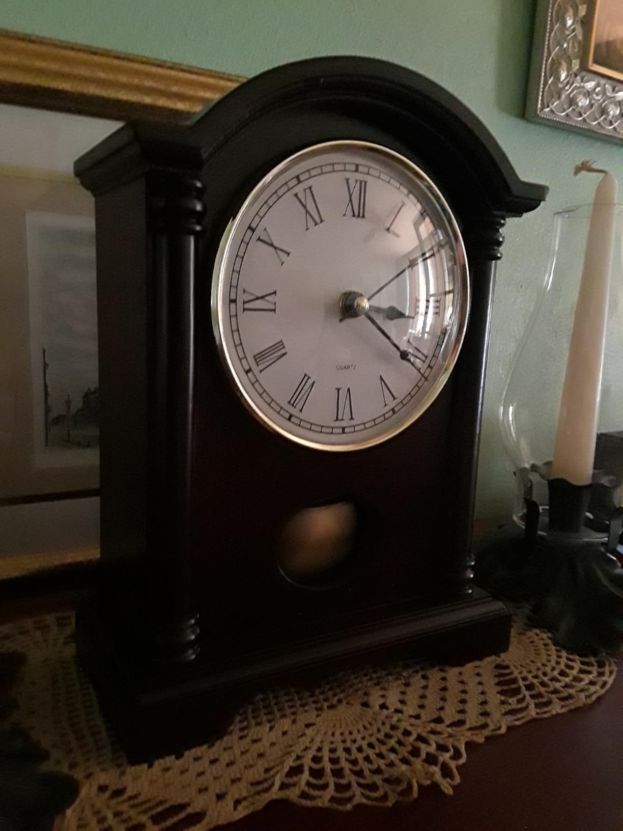 AYRELY® Classic Grandfather Mantel Clock for Living Room Déco, Elegant Wooden Finish, Gold-Tone Pendulum, Desk Clock for Living Room, Bedroom, Farmhouse Décor customer photo 1