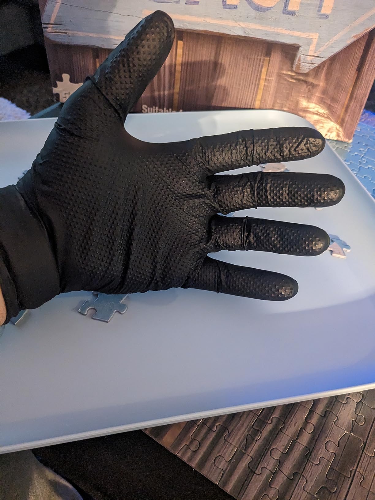 TitanFlex Heavy Duty Black Industrial Nitrile Gloves with Raised Diamond Texture, Latex Free 8mil customer photo 2