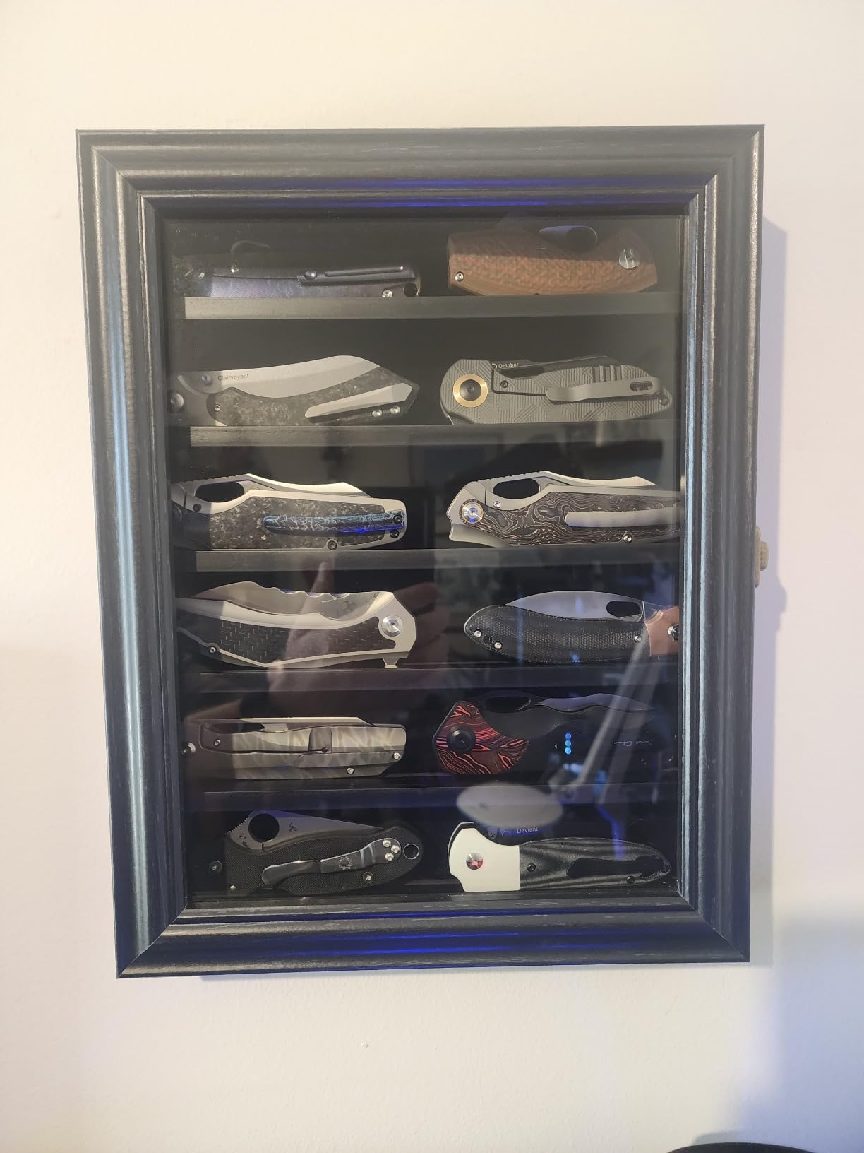 Pocket Knife Display Case for Wall, Knife Cabinet with HD Tempered Glass customer photo 1