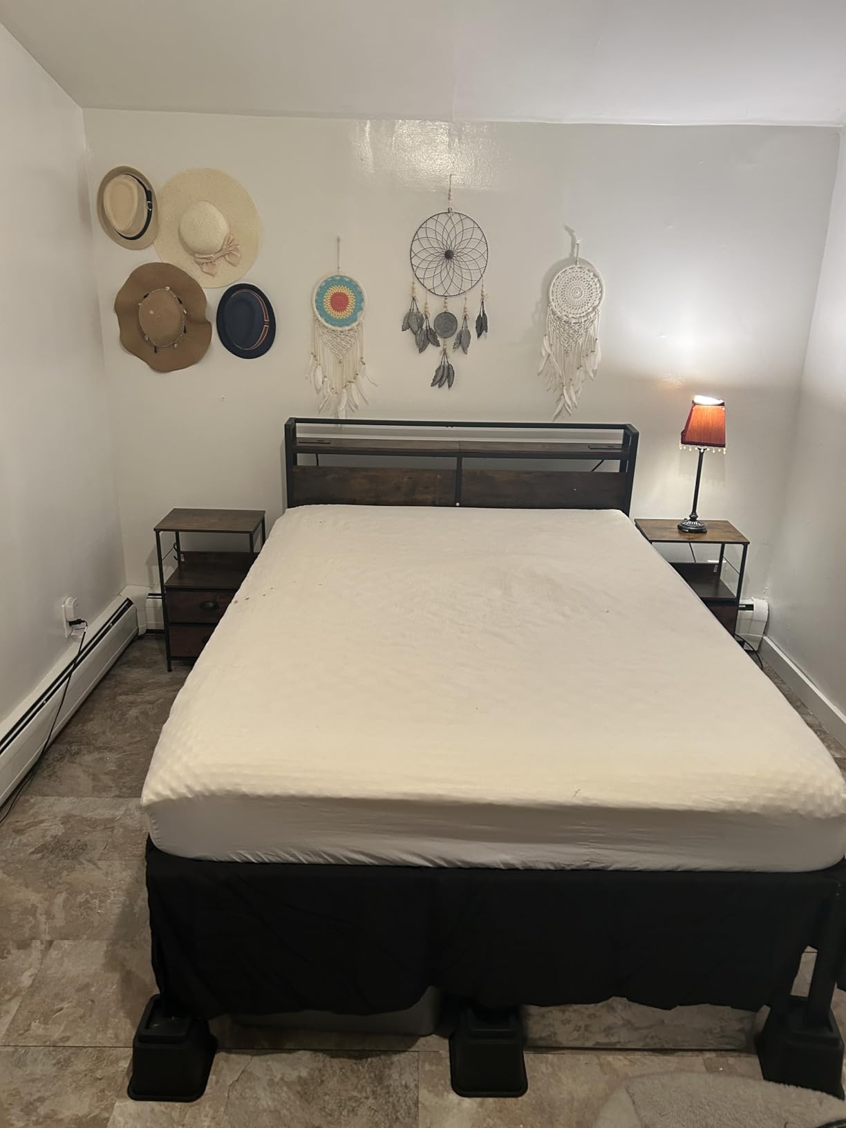 HOOBRO Headboard Queen Size, Headboard with 2 Outlets and 4 USB Ports, Adjustable Height, Storage Rack, Sturdy and Stable, Easy Assembly, Rustic Brown and Black customer photo 1
