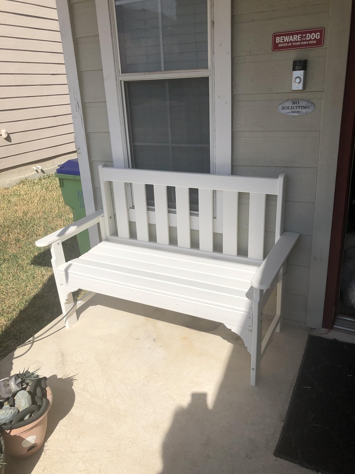 nalone Outdoor Bench, HDPE All Weather Patio Bench Load up to 800 Lbs, 2-Person Garden Bench Rot-Proof Fade Proof for Patio, Porch, and Park (Teak) customer photo 1