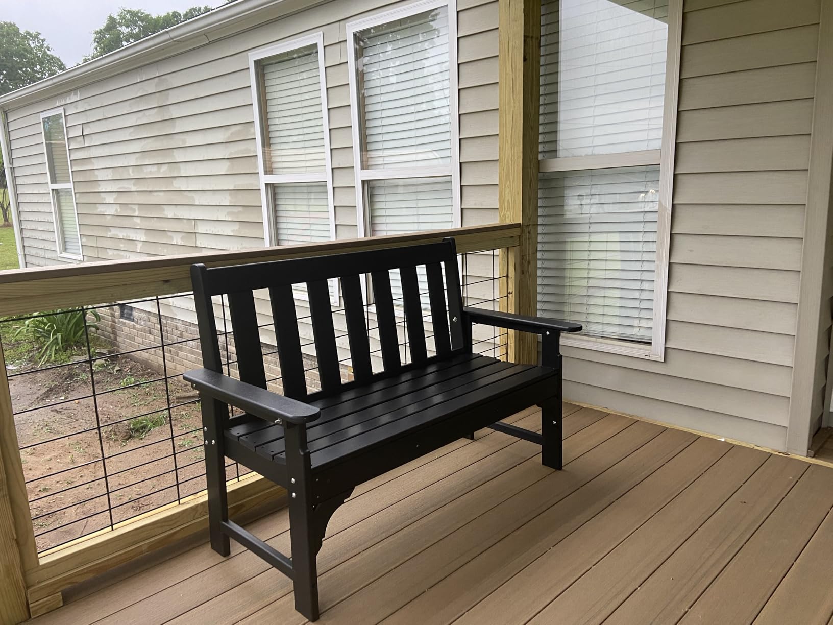 nalone Outdoor Bench, HDPE All Weather Patio Bench Load up to 800 Lbs, 2-Person Garden Bench Rot-Proof Fade Proof for Patio, Porch, and Park (Teak) customer photo 2