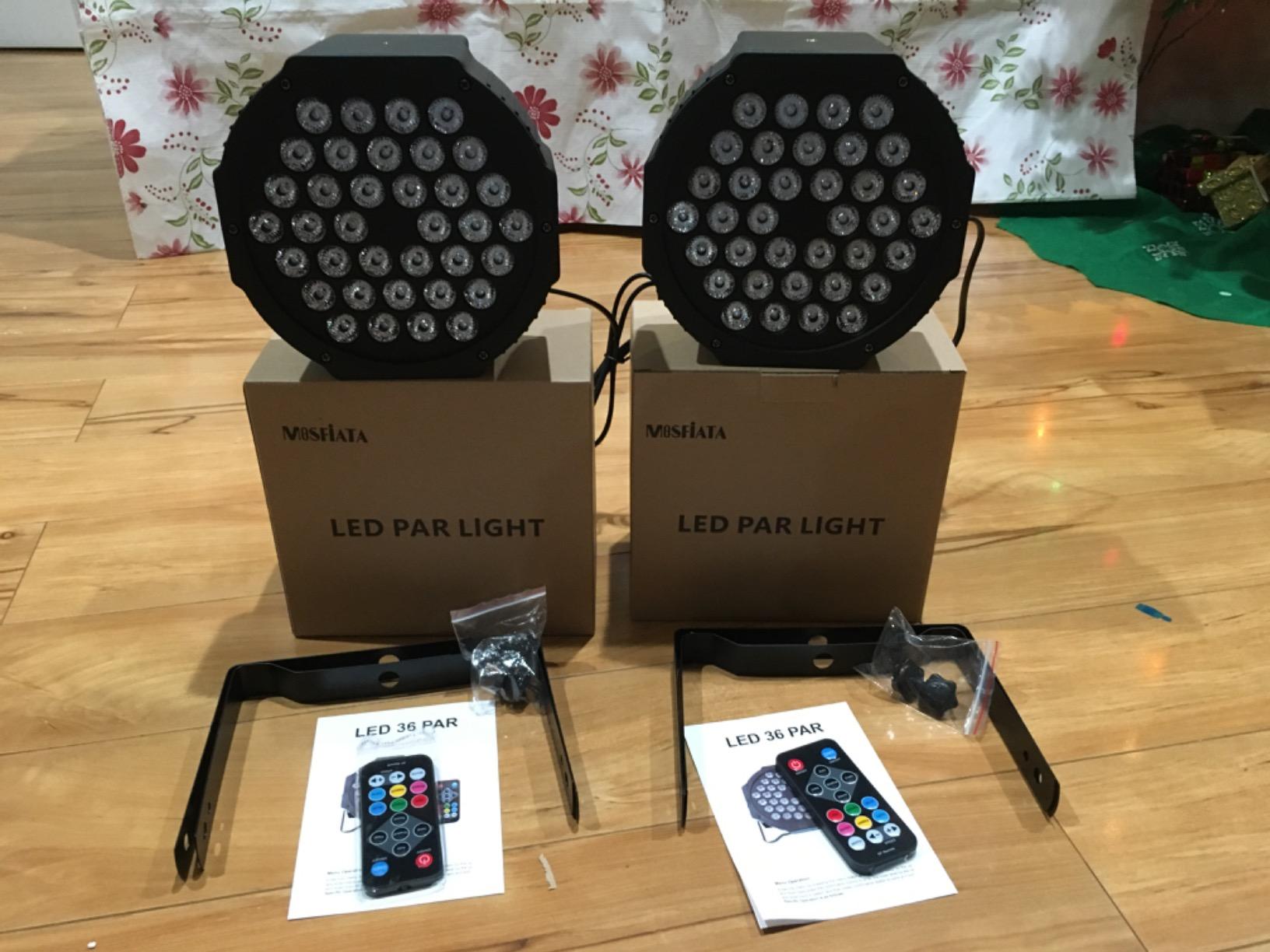 MOSFiATA Par Lights 6 Pack, RGB 36LEDs Stage Light Sound Activated DMX Control, 7 Lighting Modes with Remote Control for Festival DJ Party Club KTV Disco（6 Pack） customer photo 1