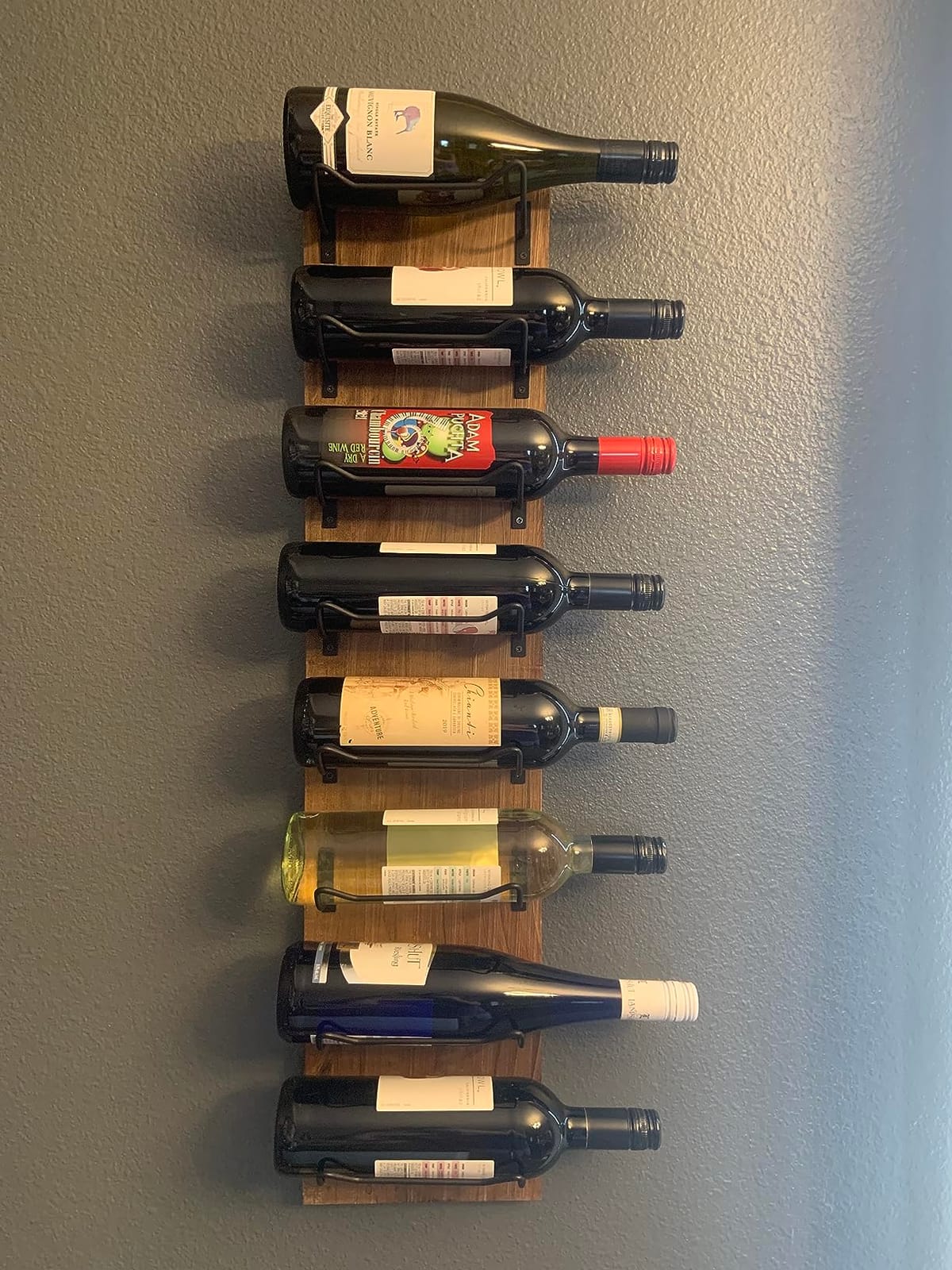 Blue River Goods Wine Rack Wall Mounted | Wooden Wall Wine Rack with 8 Bottle Storage and Matte Black Brackets | Wine Wall Rack with Rustic Finish | Perfect for Small Spaces customer photo 2