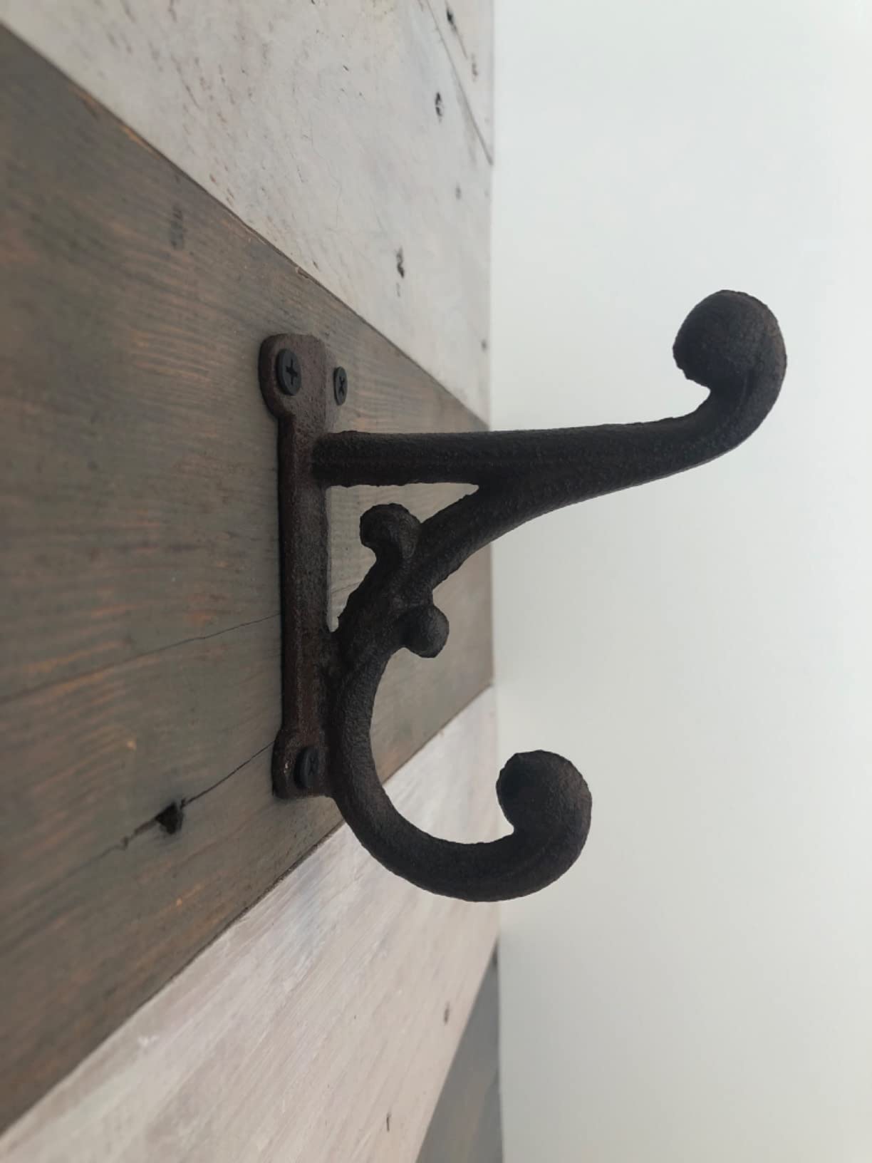 Rustic Cast Iron Coat Hooks (3 Pack) Rustic Dark Brown, Wall Mounted, Farmhouse Decorative, Heavy Duty Wall Hooks for Hanging Coats, Hats, Towels (Mounting Hardware Included) customer photo 2