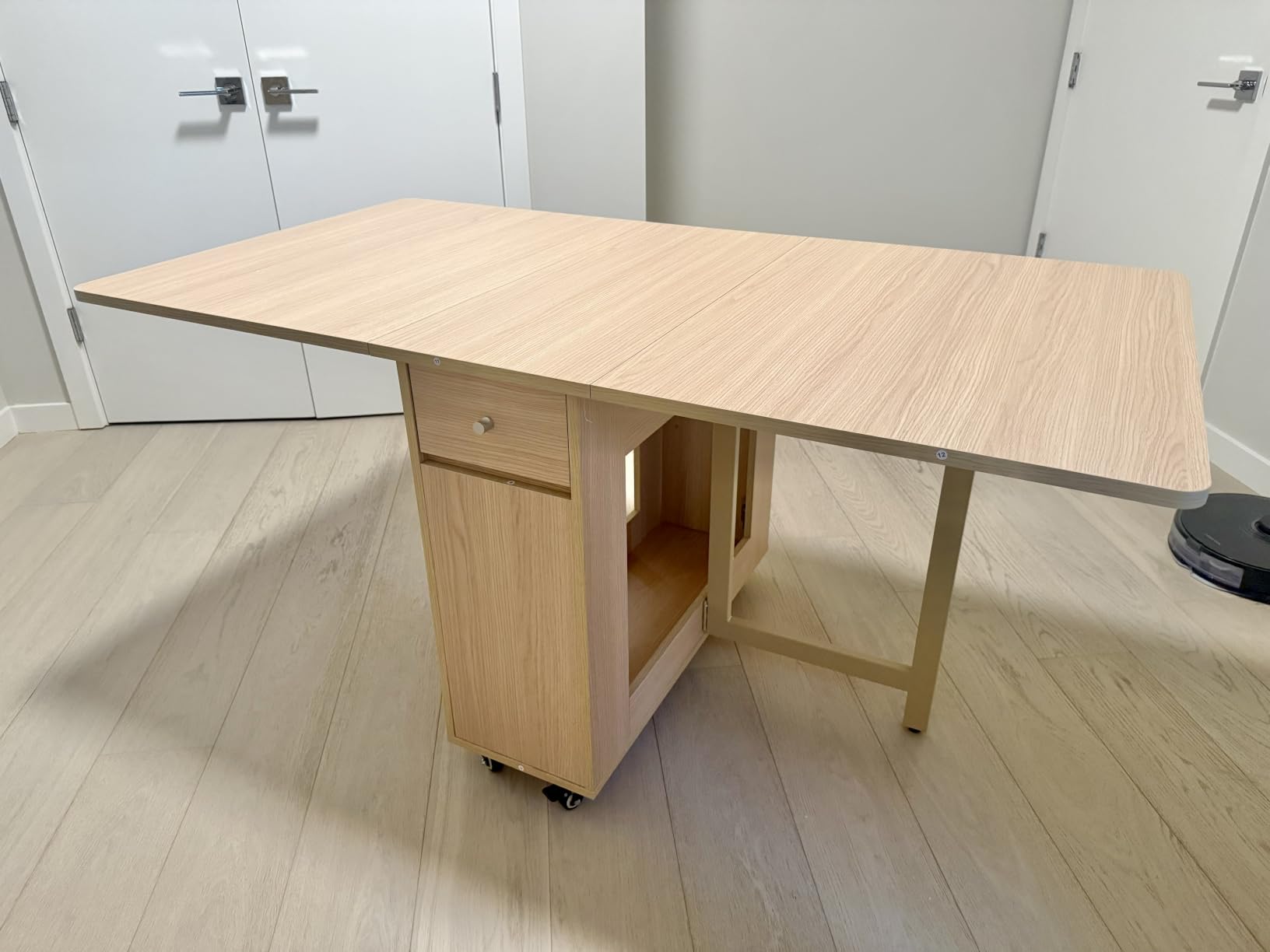 COMUHOME Drop Leaf Folding Dining Table with Storage, Wheels, Space Saving customer photo 2