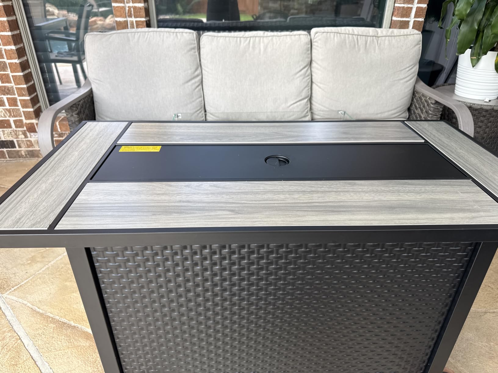 45in Fire Table, Propane Fire Pit with Glass Wind Guard and Rain Cover, Outdoor Firepit Table 50000 BTU 3-in-1 Fire Table for Patio/Yard/Balcony, Gray Tabletop customer photo 2