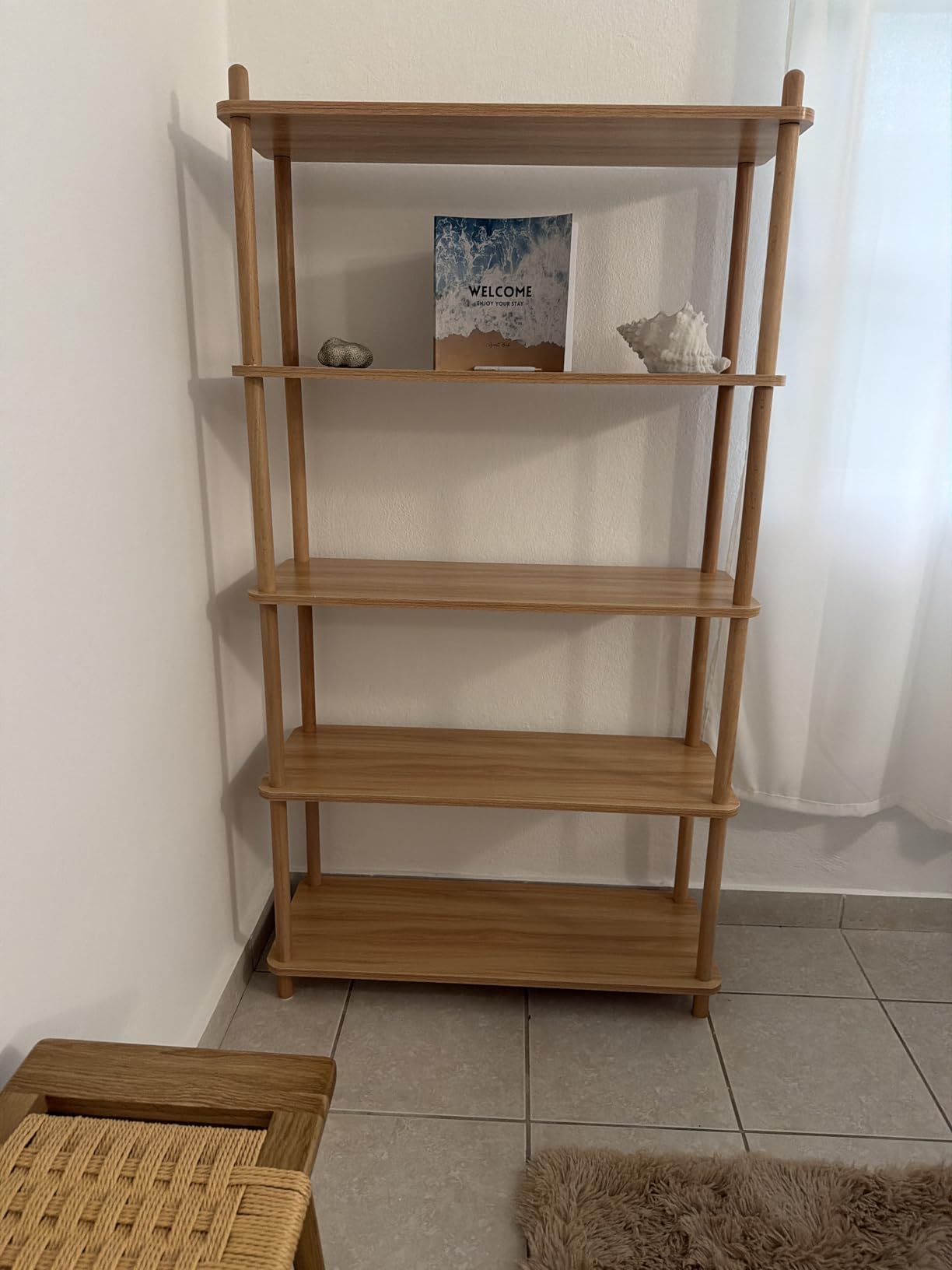 IOTXY 5-Tier Wooden Shelf Bookcase, Freestanding Open Bookshelf, Oak customer photo 1