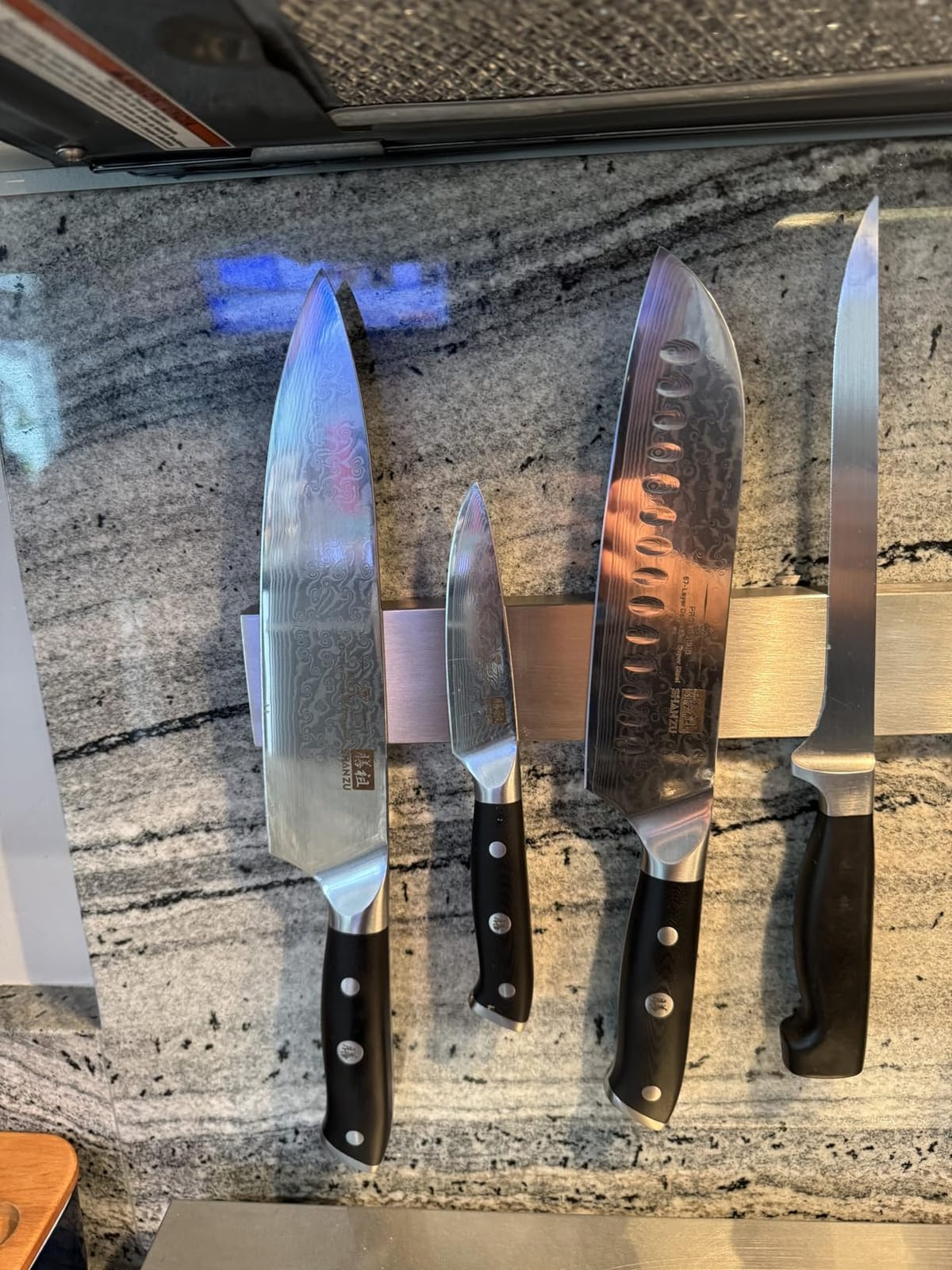 SHAN ZU Damascus Knife Set, Japanese Super Steel 3 PCS Damascus High Carbon Professional Ultra-Sharp Kitchen Chef Knife Set with G10 Handle Gift Box customer photo 2