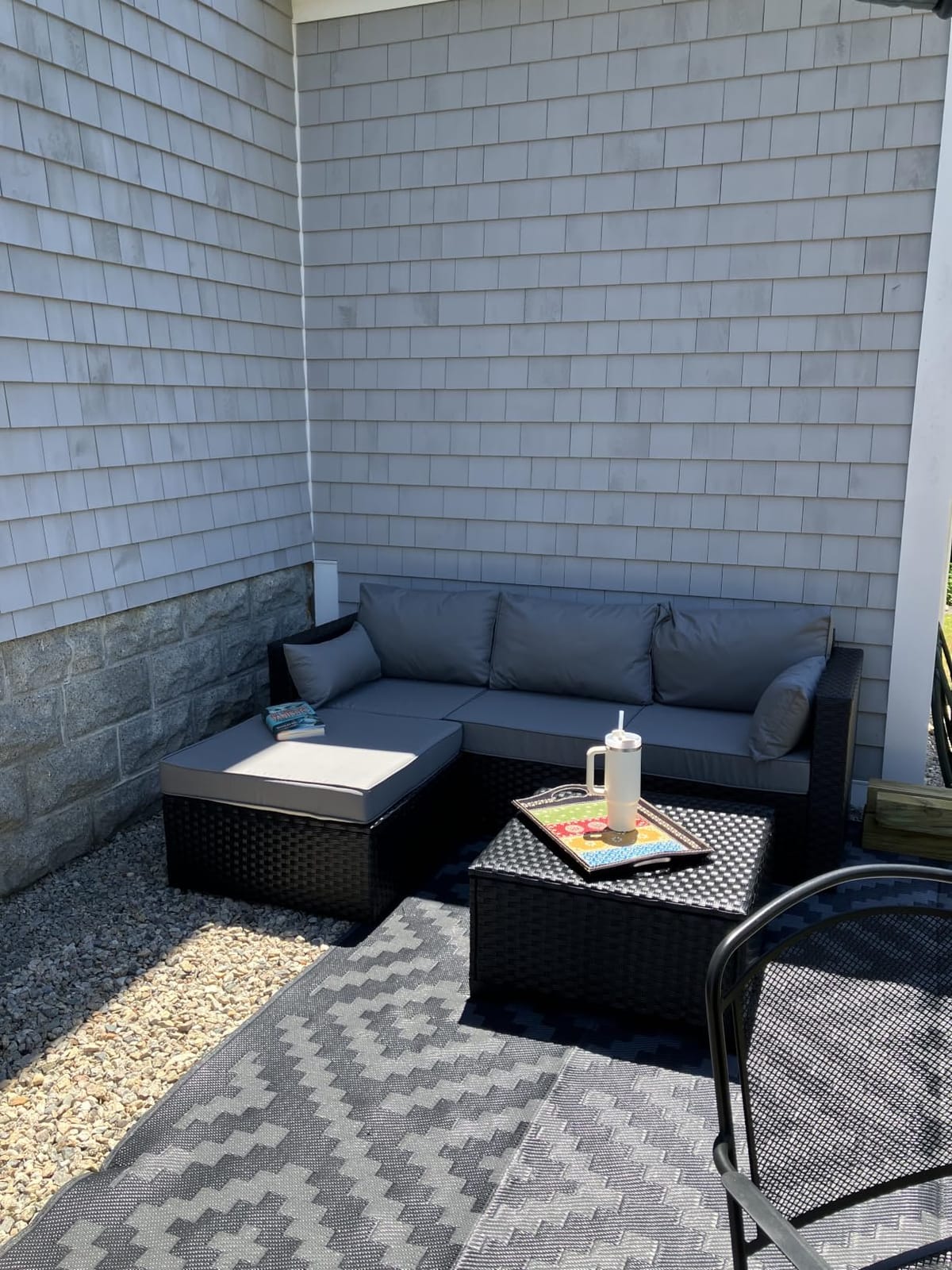 Rattaner 3 Pieces Patio Furniture Set Outdoor Sectional Wicker Patio Furniture Patio Couch with Ottoman and Outdoor Table All-Weather Anti-Slip Cushions Waterproof Covers, Light Grey customer photo 2