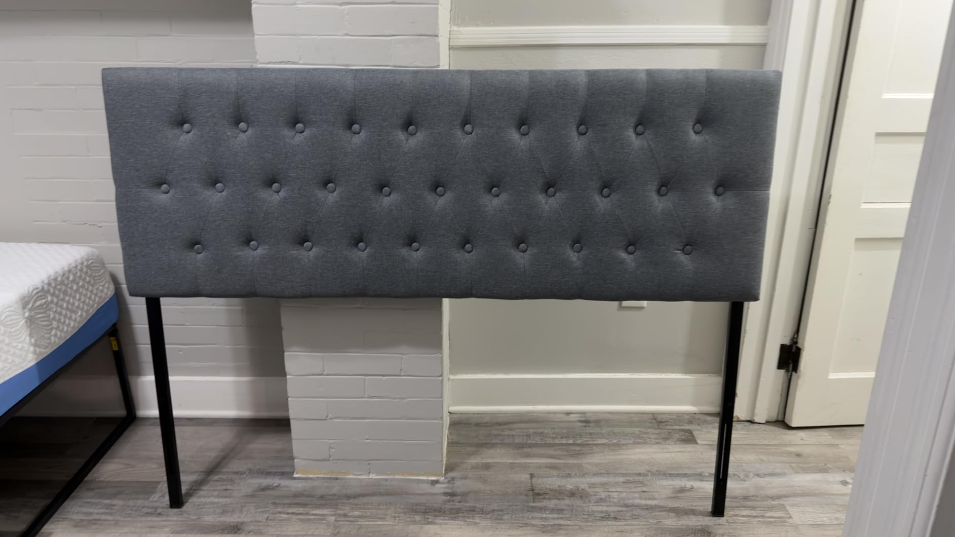 Tufted Upholstered Headboard Queen Size, Adjustable Height 37- 51 in, Beige customer photo 1