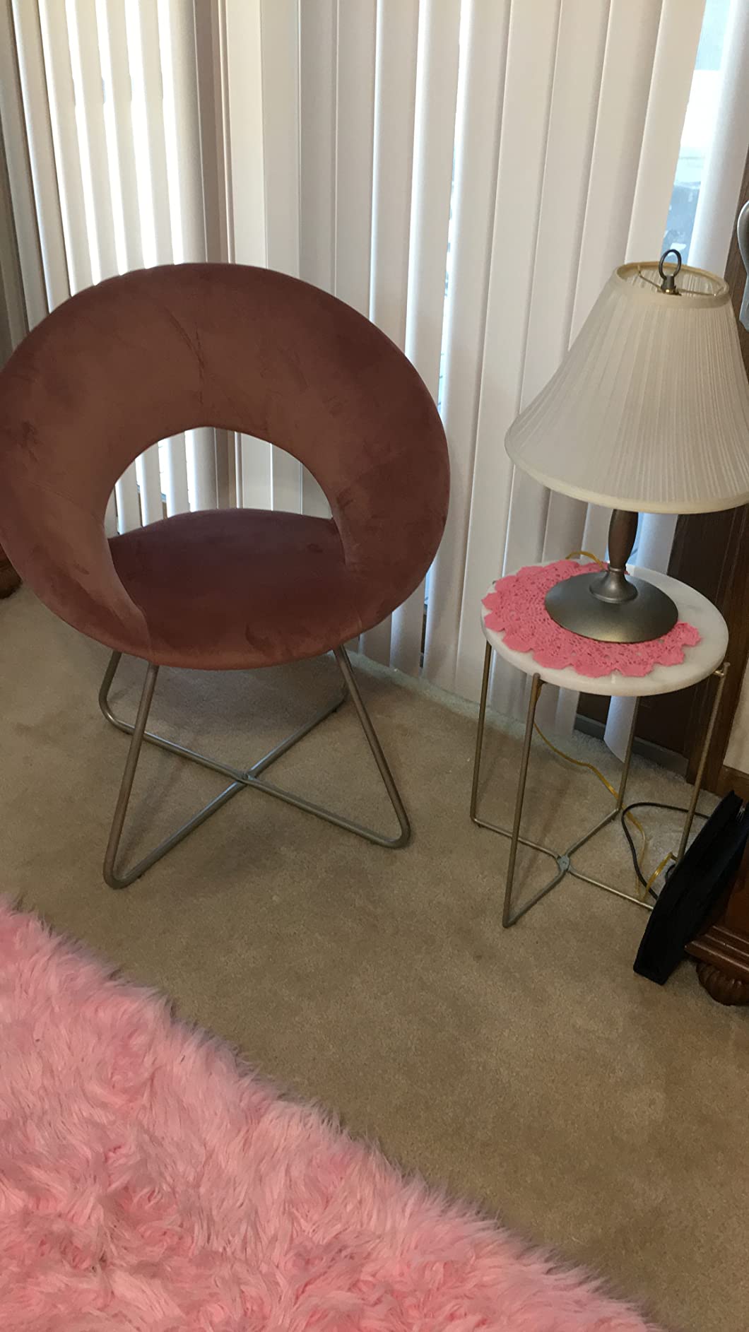 Real Marble Side Table, No Assembly Required Round End Table for Living Room, 15