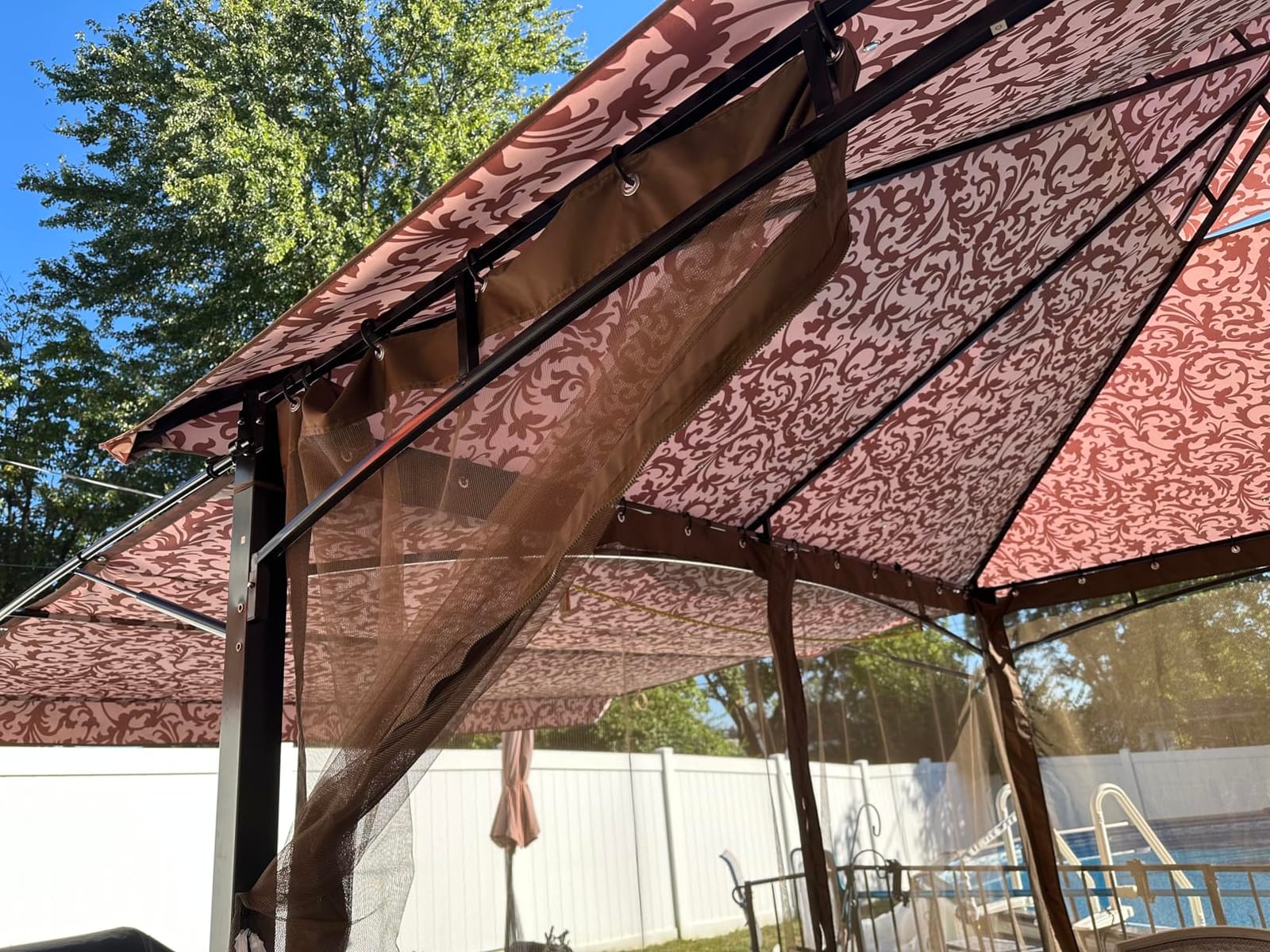 Gazebo Replacement Mosquito Netting for Patio, 10x10 ft, Coffee customer photo 2