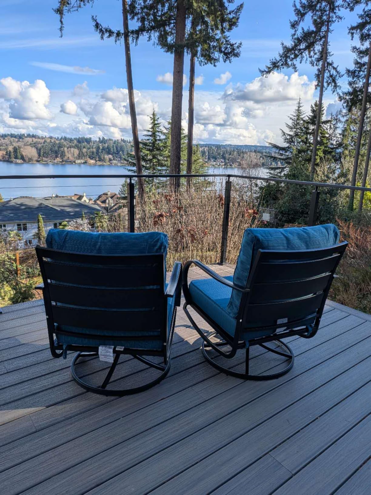 Sophia & William Patio Furniture Set with Fire Pit Table, Peacock Blue customer photo 1